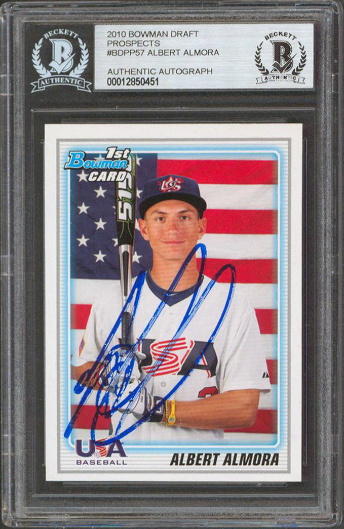 Mets Albert Almora Signed 2010 Bowman Draft Prospects #BDPP57 RC BAS Slabbed