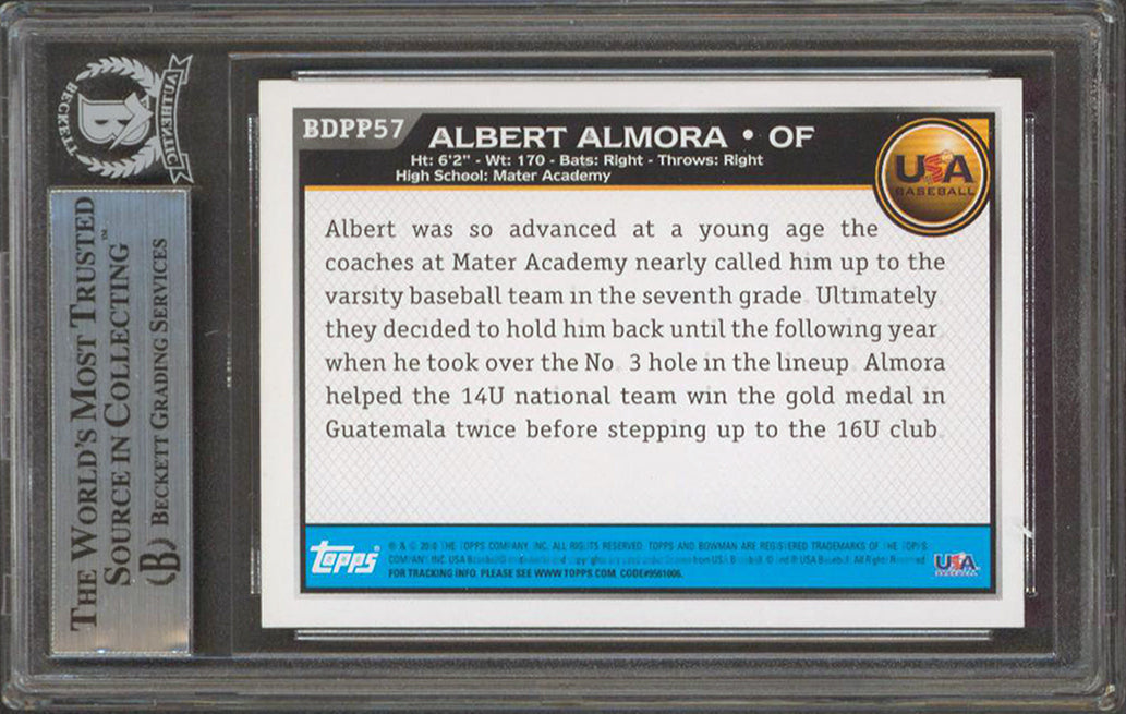 Mets Albert Almora Signed 2010 Bowman Draft Prospects #BDPP57 RC BAS Slabbed