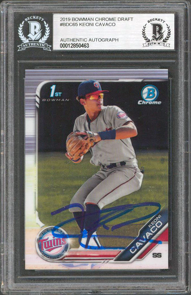 Twins Keoni Cavaco Authentic Signed 2019 Bowman Chrome Draft #BDC65 RC BAS Slab