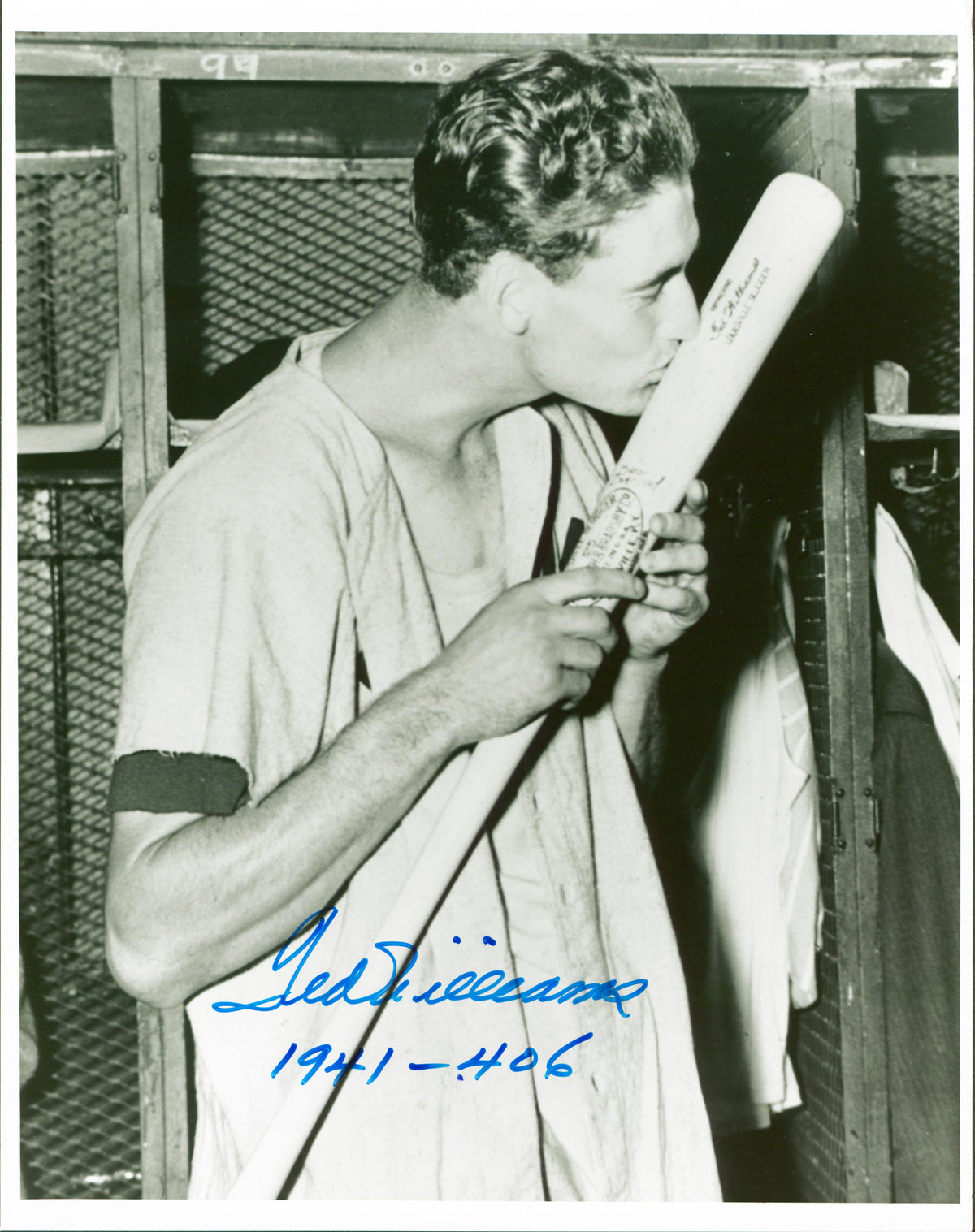 Red Sox Ted Williams "1941 - .406" Authentic Signed 11x14 B&W Photo BAS #AB77719