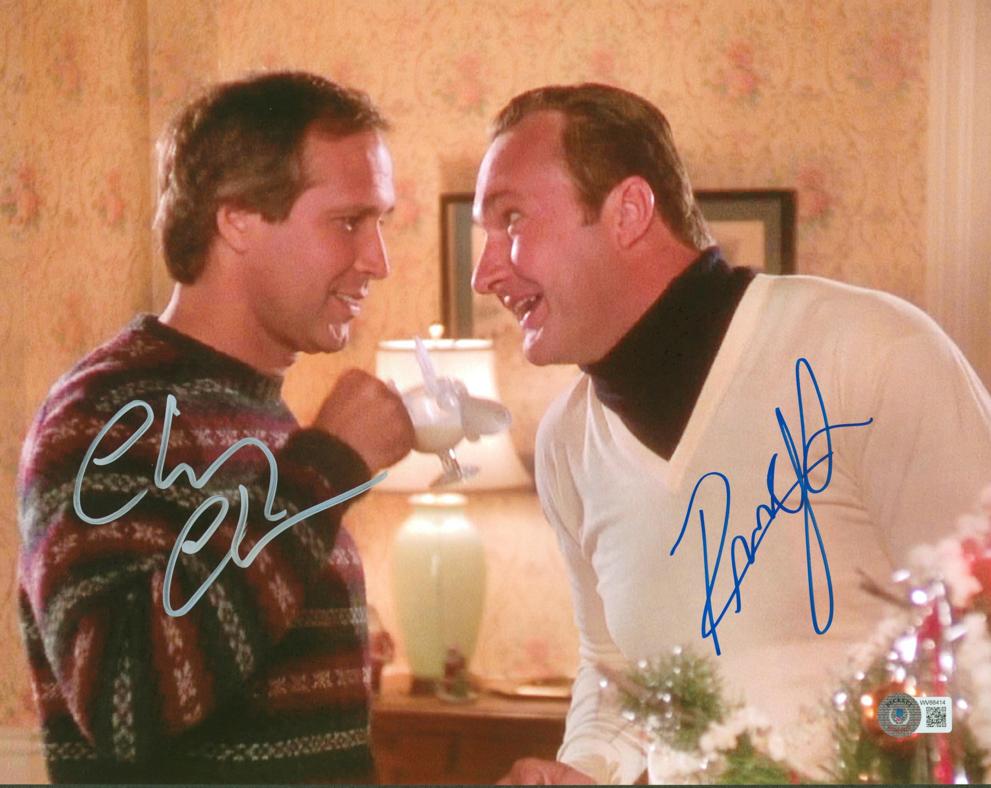 Chevy Chase & Randy Quaid Christmas Vacation Signed 11x14 Photo BAS Witnessed