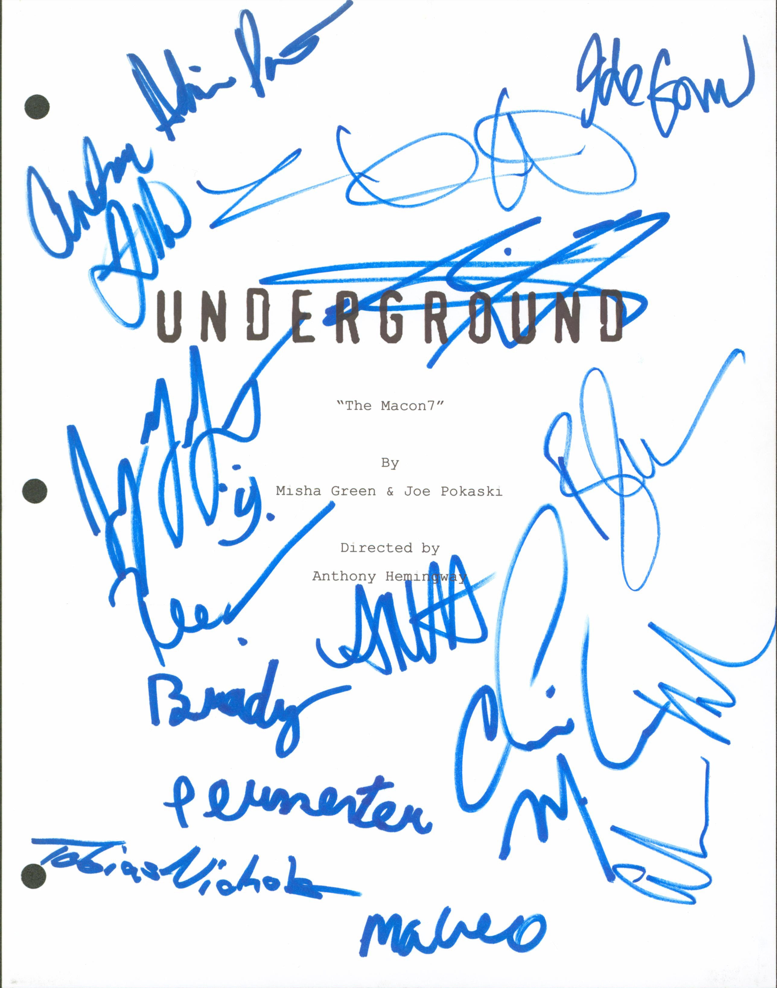Underground (12) Miller, Meloni +10  Signed 8.5x11 Script Cover BAS #AB77630