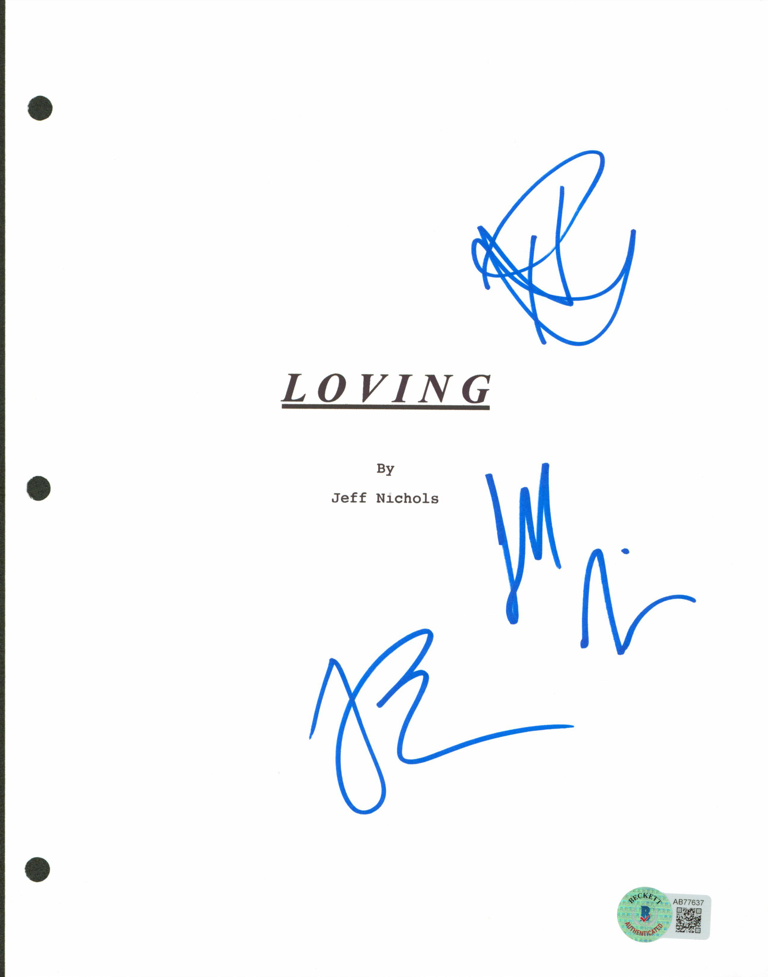 Loving (3) Edgerton,  Negga & Nichols Authentic Signed Script Cover BAS #AB77637