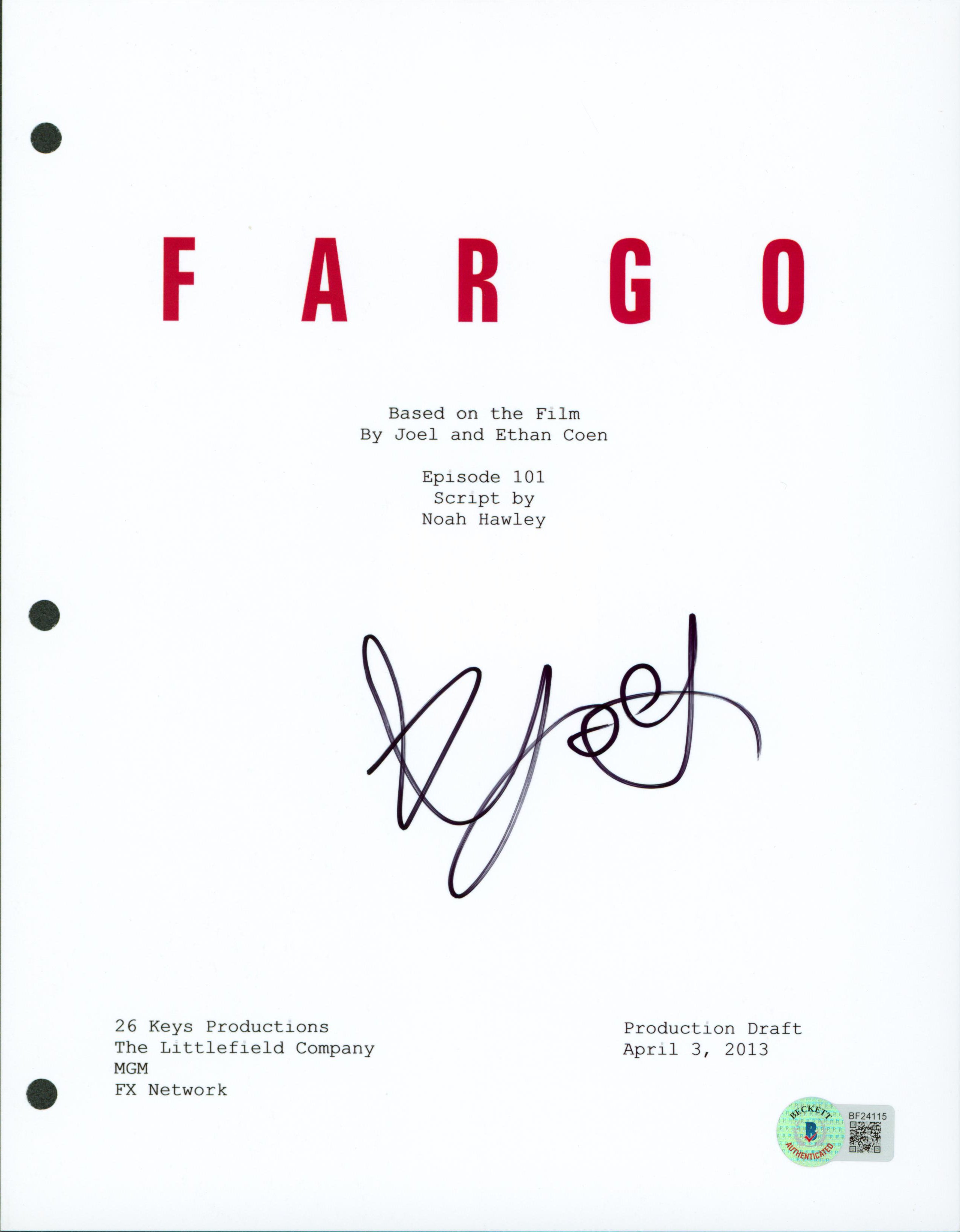 Joey King Fargo Authentic Signed 8.5x11 Fargo Script Cover BAS #BF24115