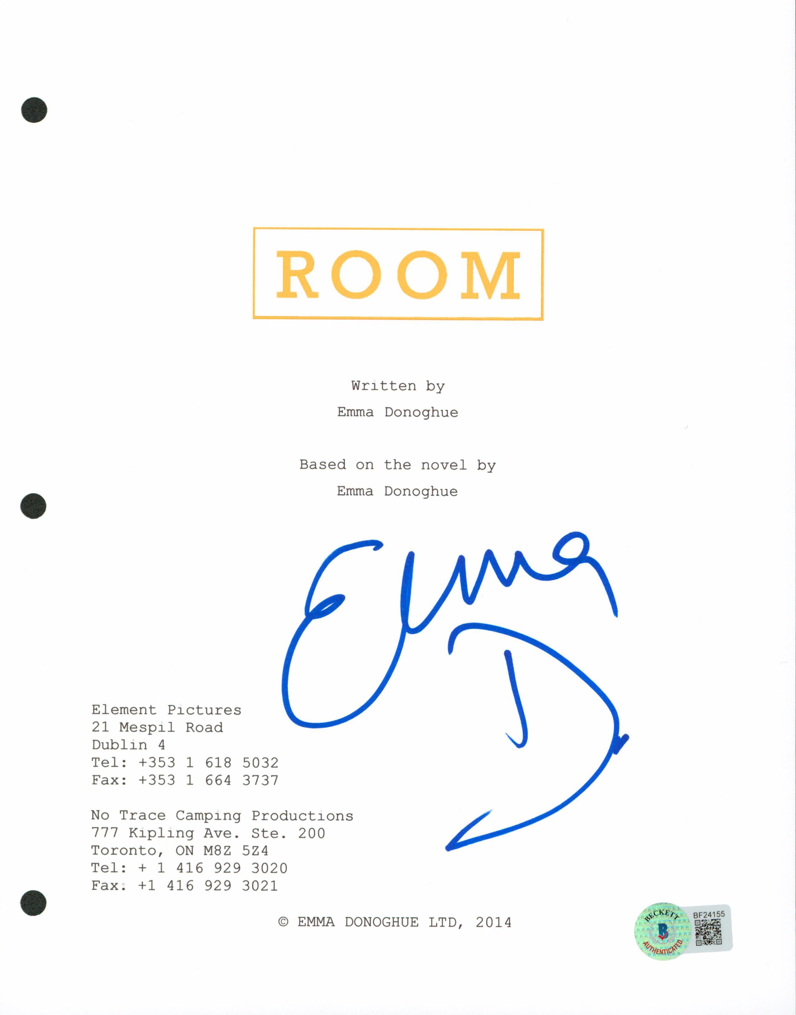 Emma Donoghue Room Authentic Signed 8.5x11 Room Script Cover BAS #BF24155