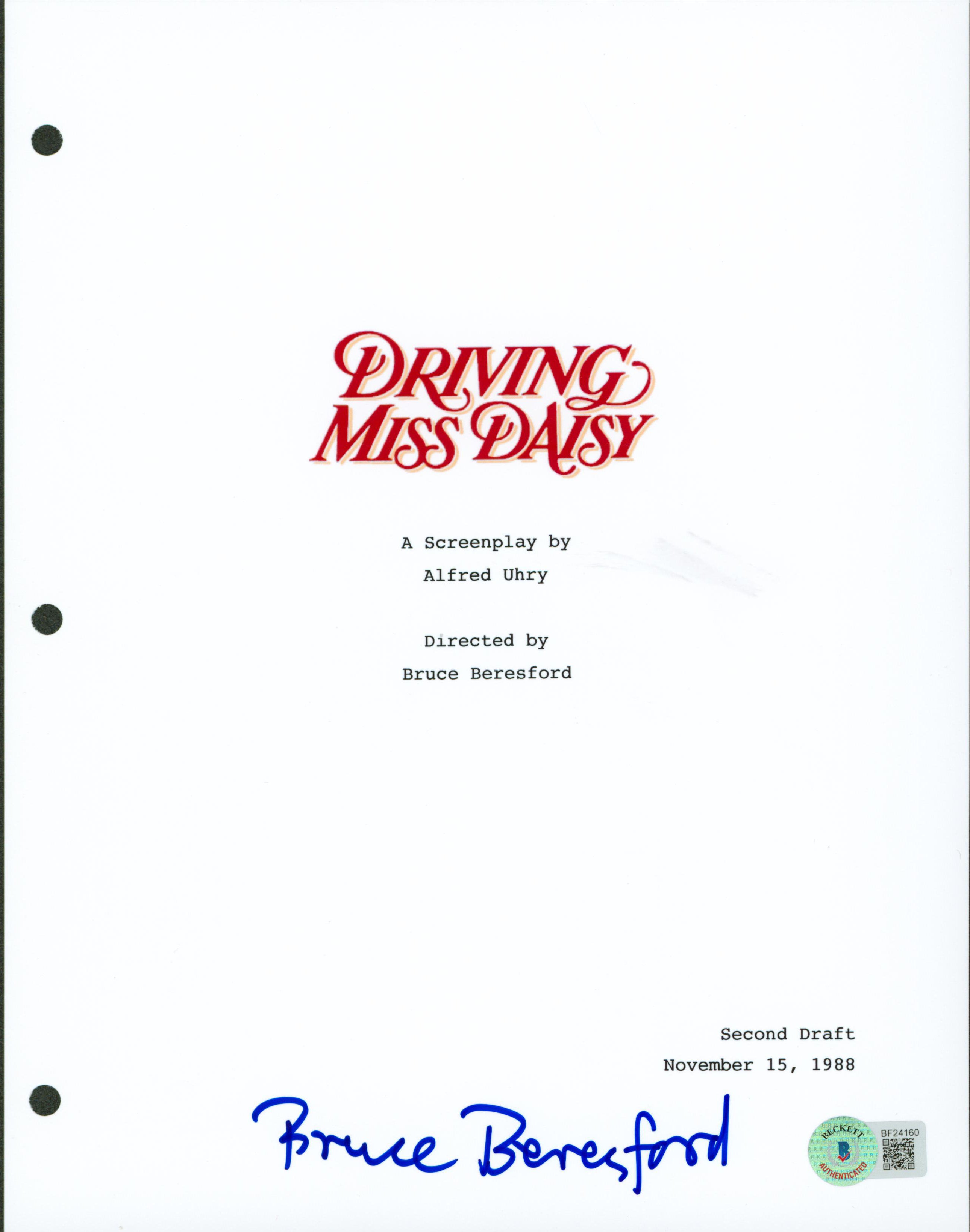 Bruce Beresford Authentic Signed Driving Miss Daisy Script Cover BAS #BF24160