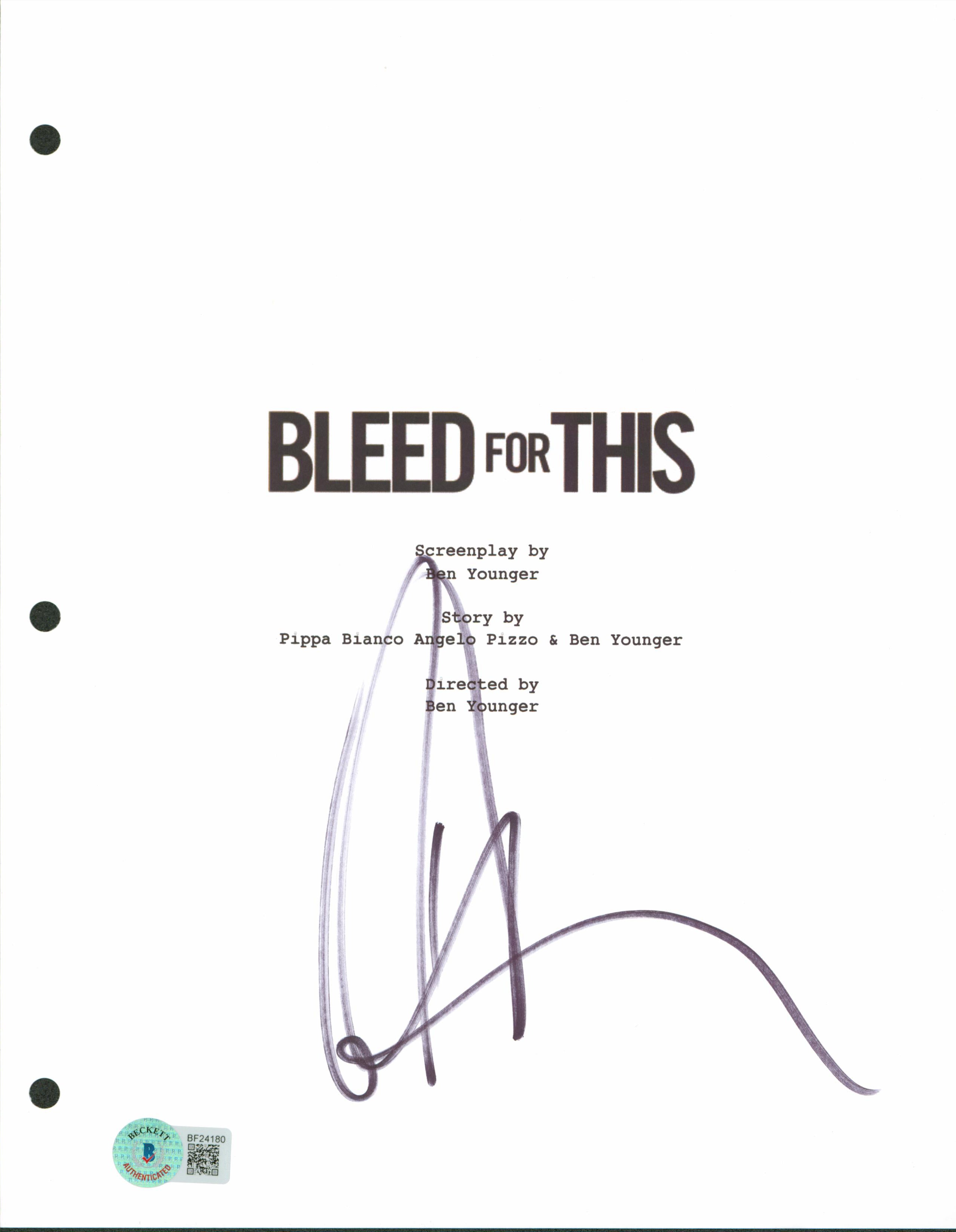 Aaron Eckhart Authentic Signed 8.5x11 Bleed For This Script Cover BAS #BF24180