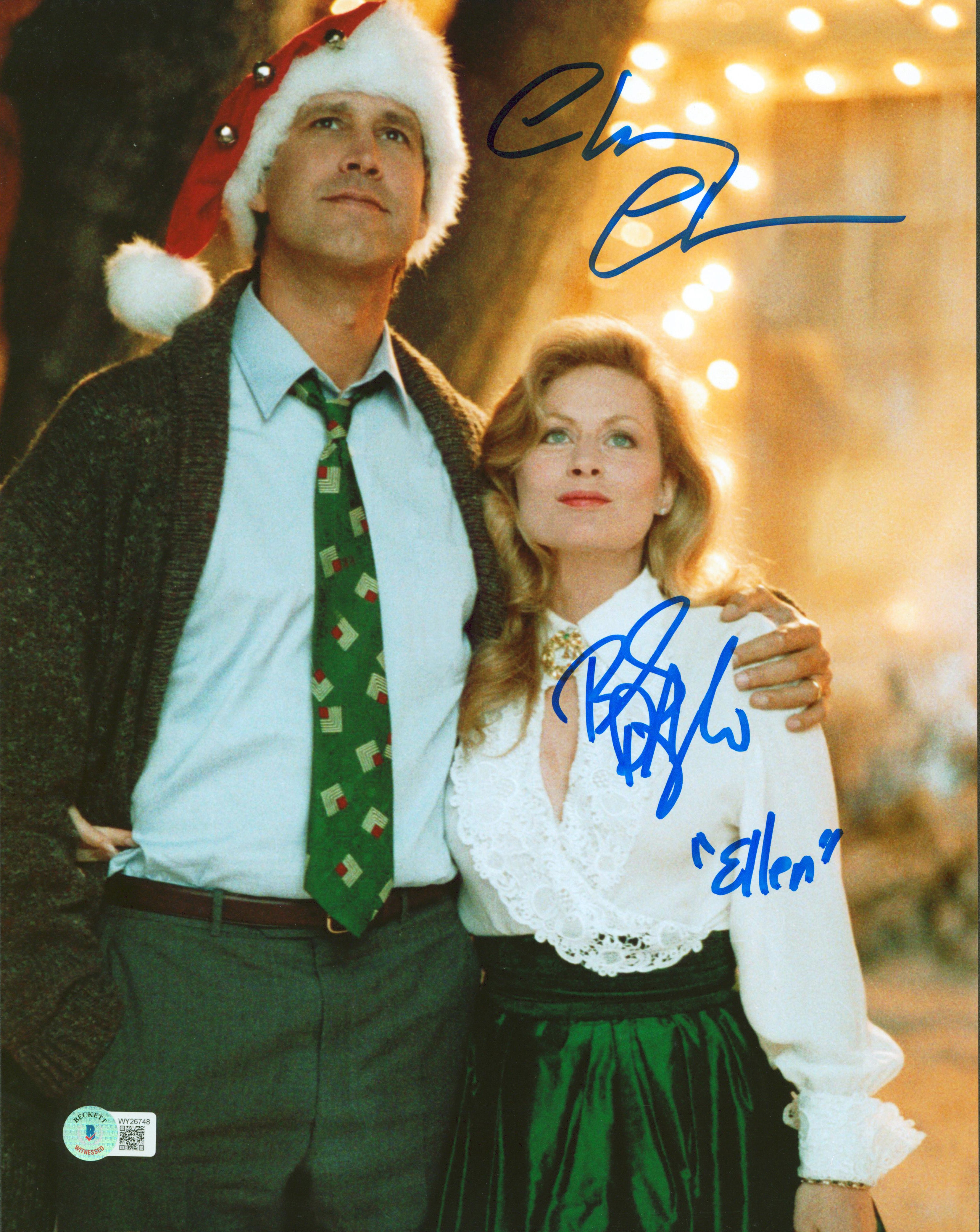 ** HOLIDAY DOORBUSTER ** Chevy Chase & Beverly D'Angelo Christmas Vacation Signed 11x14 Photo BAS Wit 2