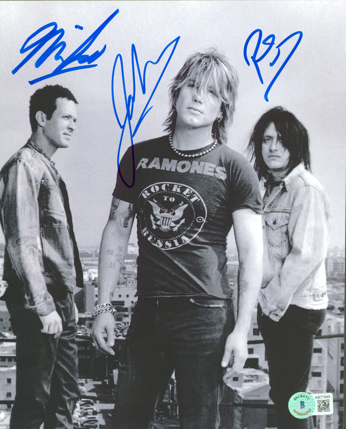 Goo Goo Dolls (3) Rzeznik, Takac & Malinin Signed 8x10 B&W Photo BAS #AB77849