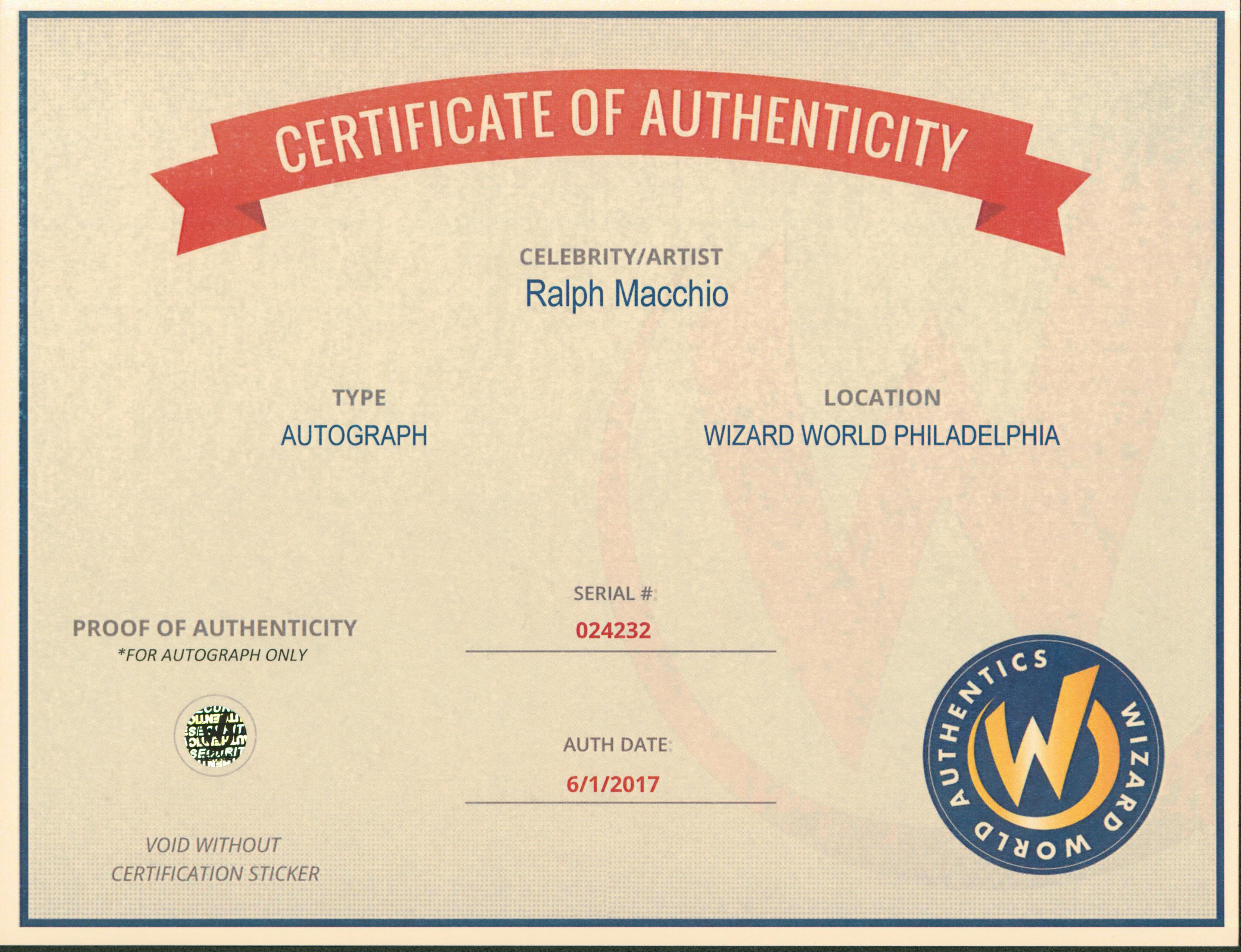 Ralph Macchio Beer League Authentic Signed 8x10 Photo Autographed Wizard World