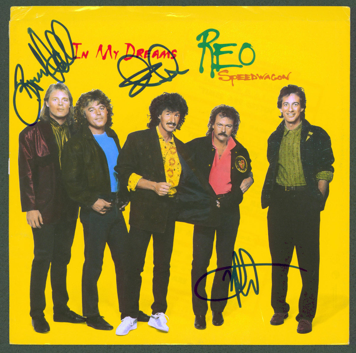 REO Speedwagon (3) Hall, Cronin & Doughty Signed 45 RPM Album Cover BAS #AB77835
