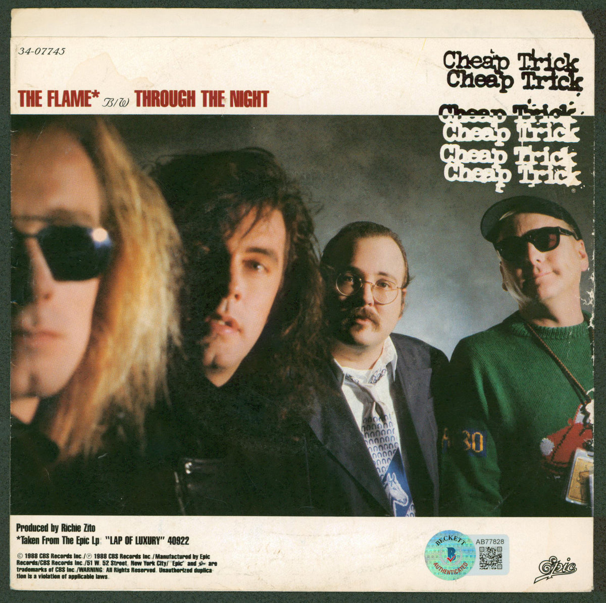 Cheap Trick Zander, Nielsen & Petersson Signed  45 RPM Album Cover BAS #AB77828