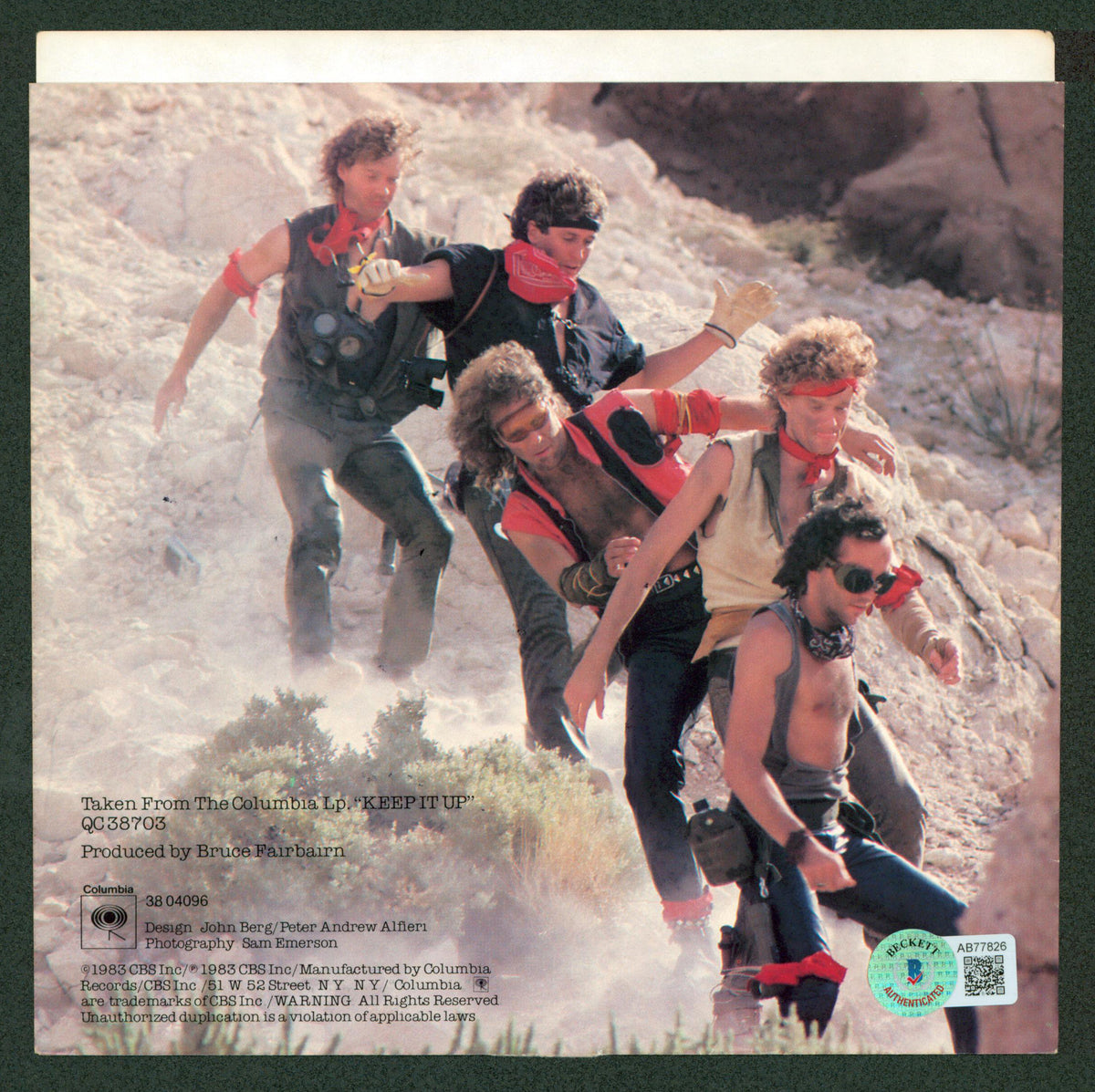 Loverboy (4) Reno, Dean, Johnson +1 Signed 45 RPM Album Cover BAS #AB77826