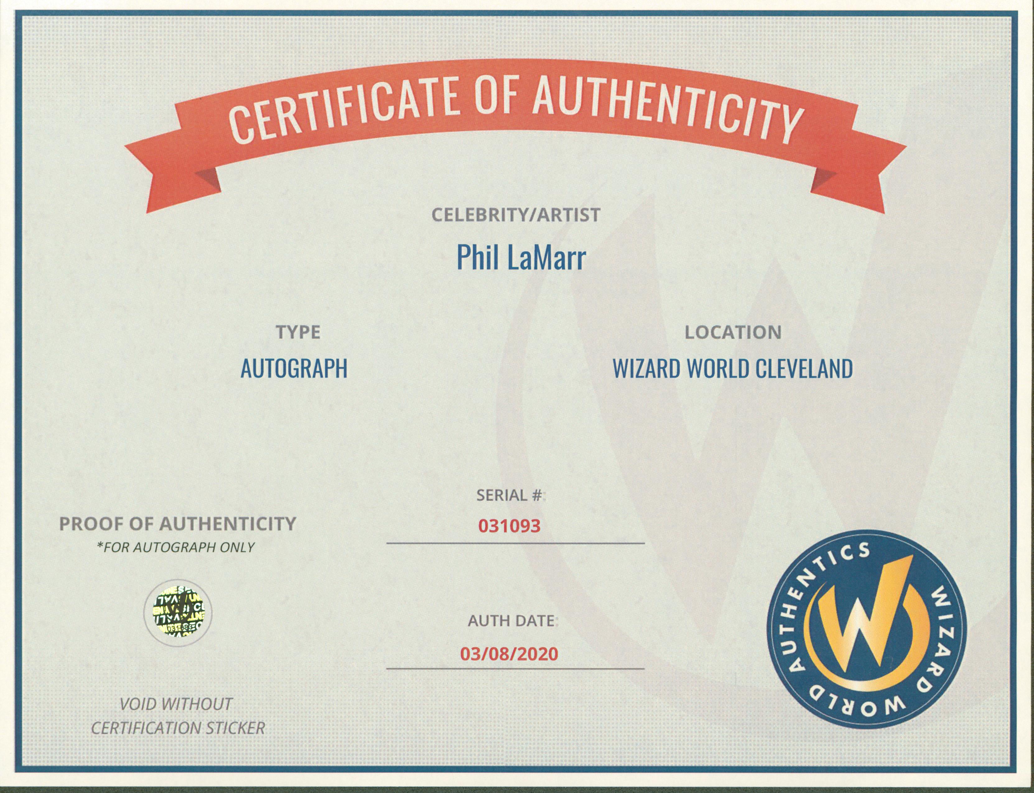 Phil LaMarr Samurai Jack Authentic Signed 8x10 Photo Autographed Wizard World 2