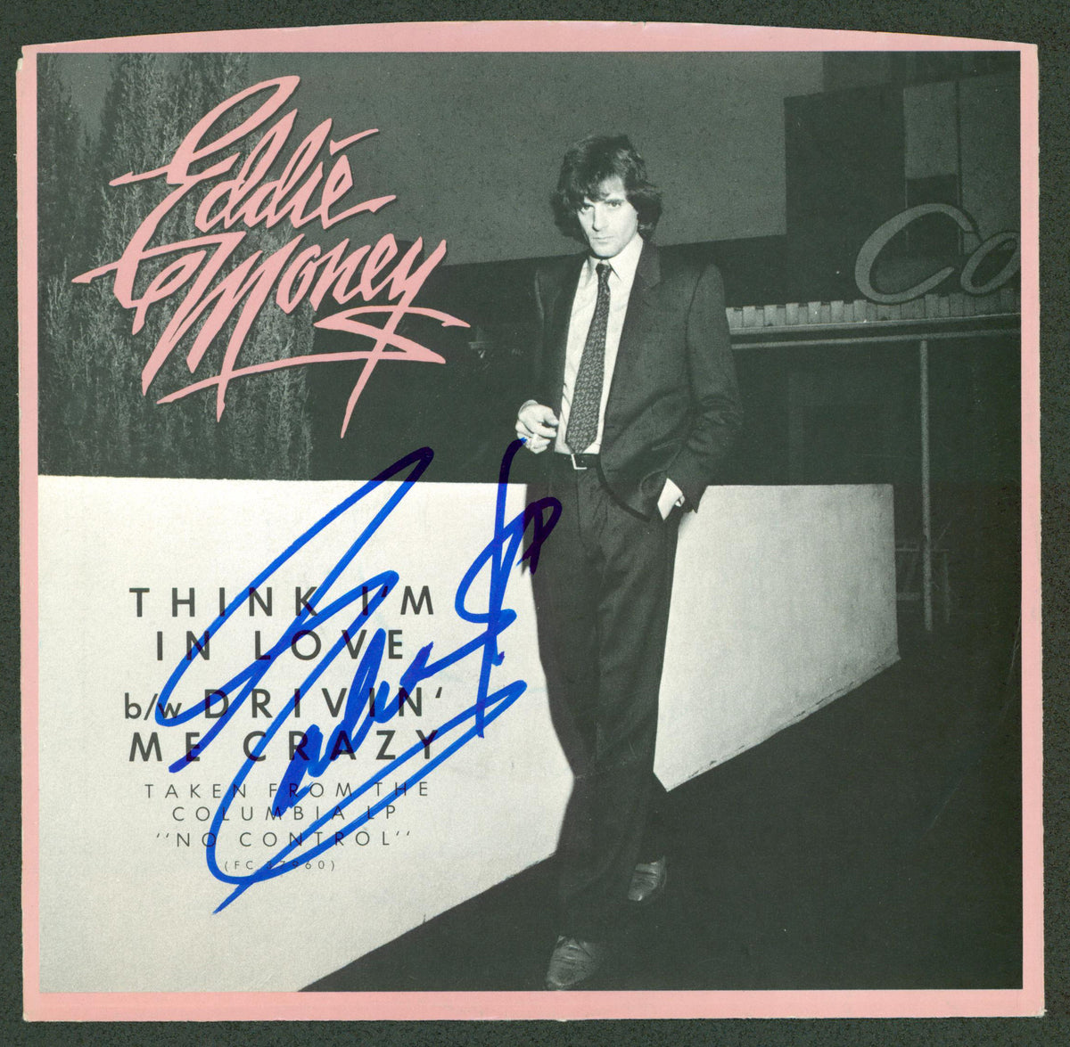 Eddie Money Authentic Signed Think I'm In Love 45 RPM Album Cover BAS #BG83012
