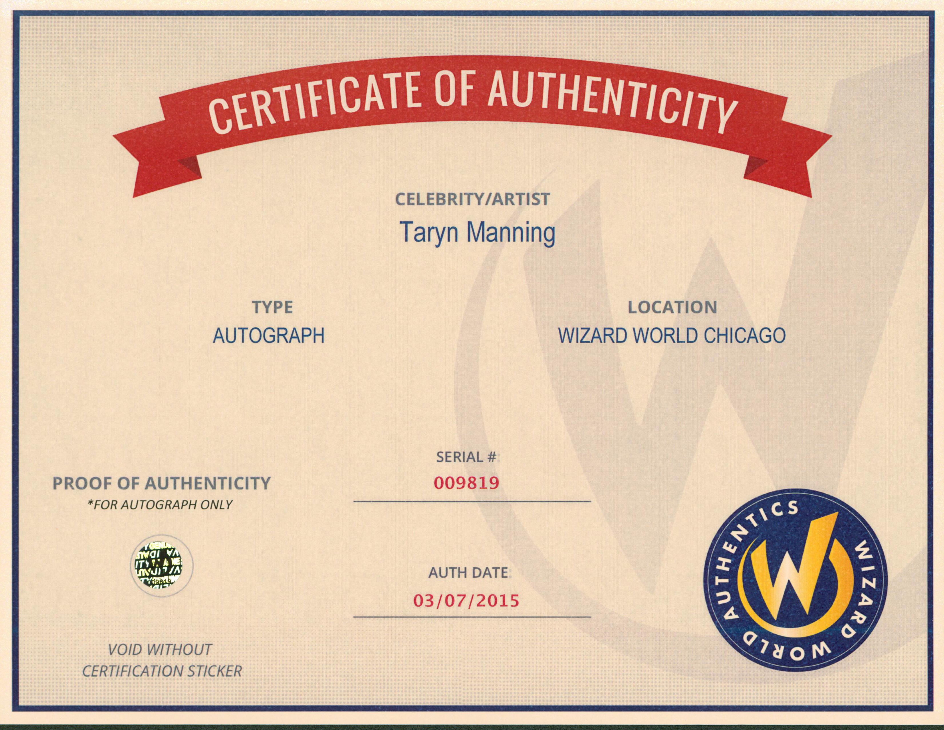 Taryn Manning Orange is the New Black Authentic Signed 8x10 Photo Wizard World 1