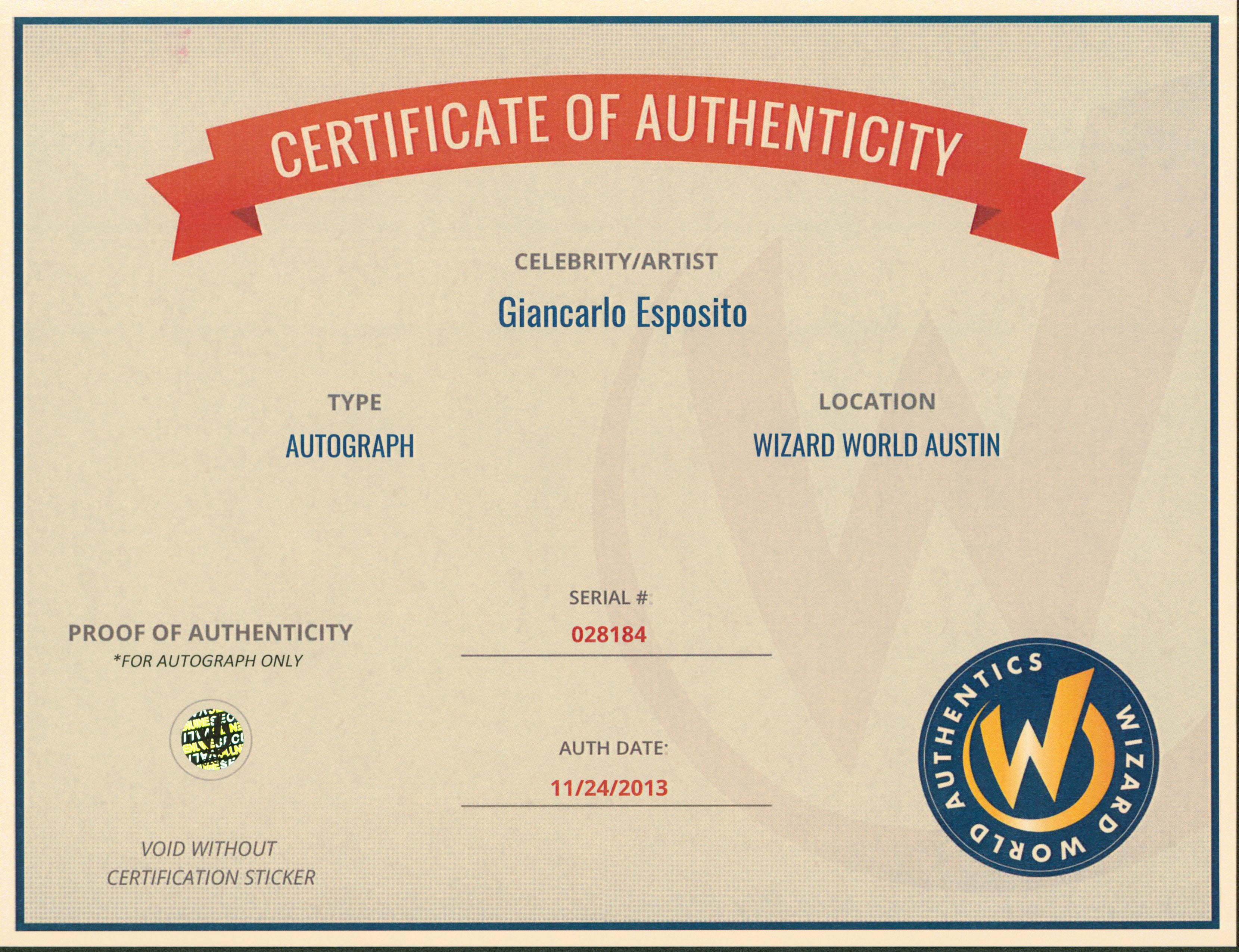 Giancarlo Esposito Once Upon a Time Authentic Signed 8x10 Photo Wizard World 5