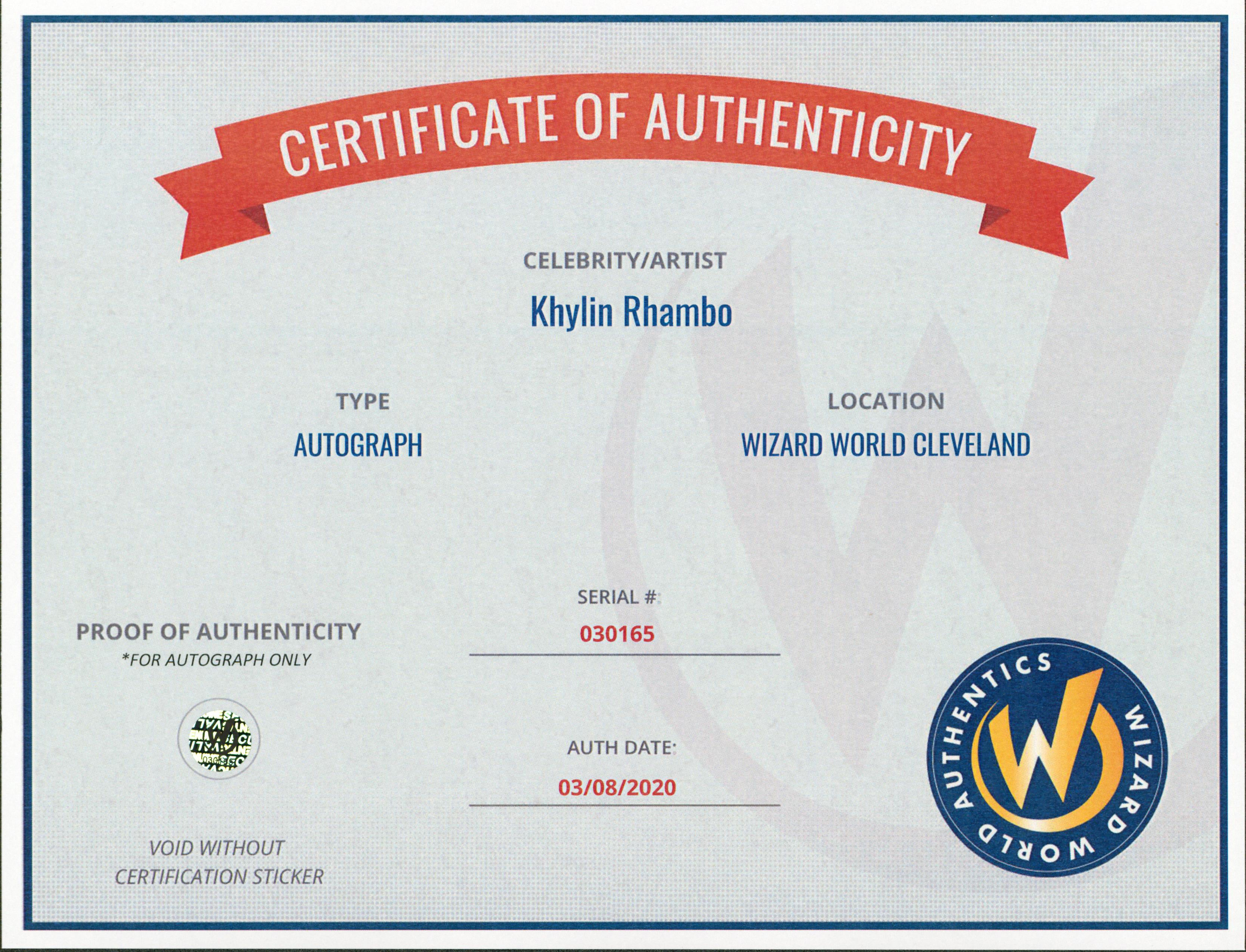 Khylin Rhambo Teen Wolf Authentic Signed 8x10 Photo Wizard World #030165