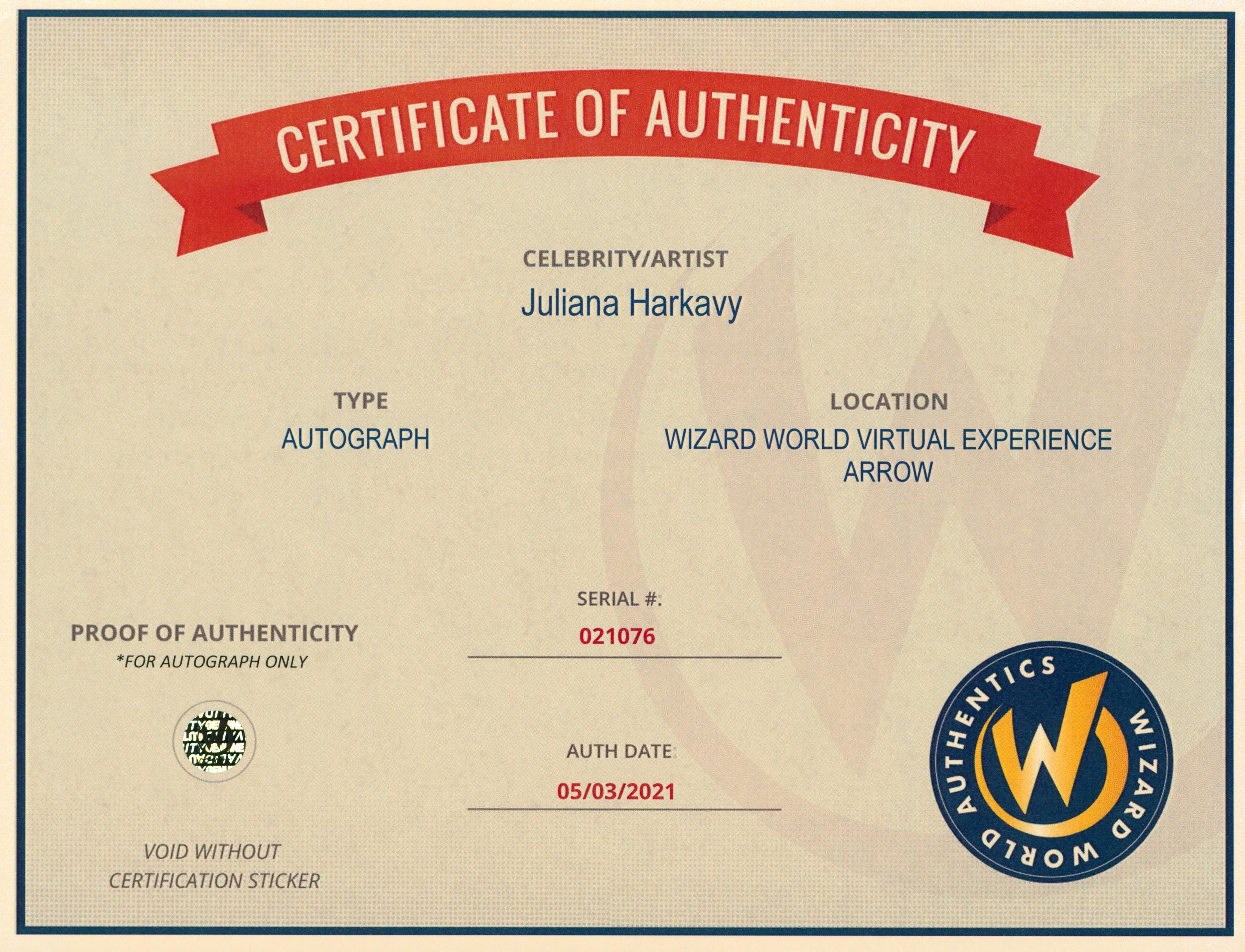 Juliana Harkavy Arrow Authentic Signed 8x10 Photo Autographed Wizard World