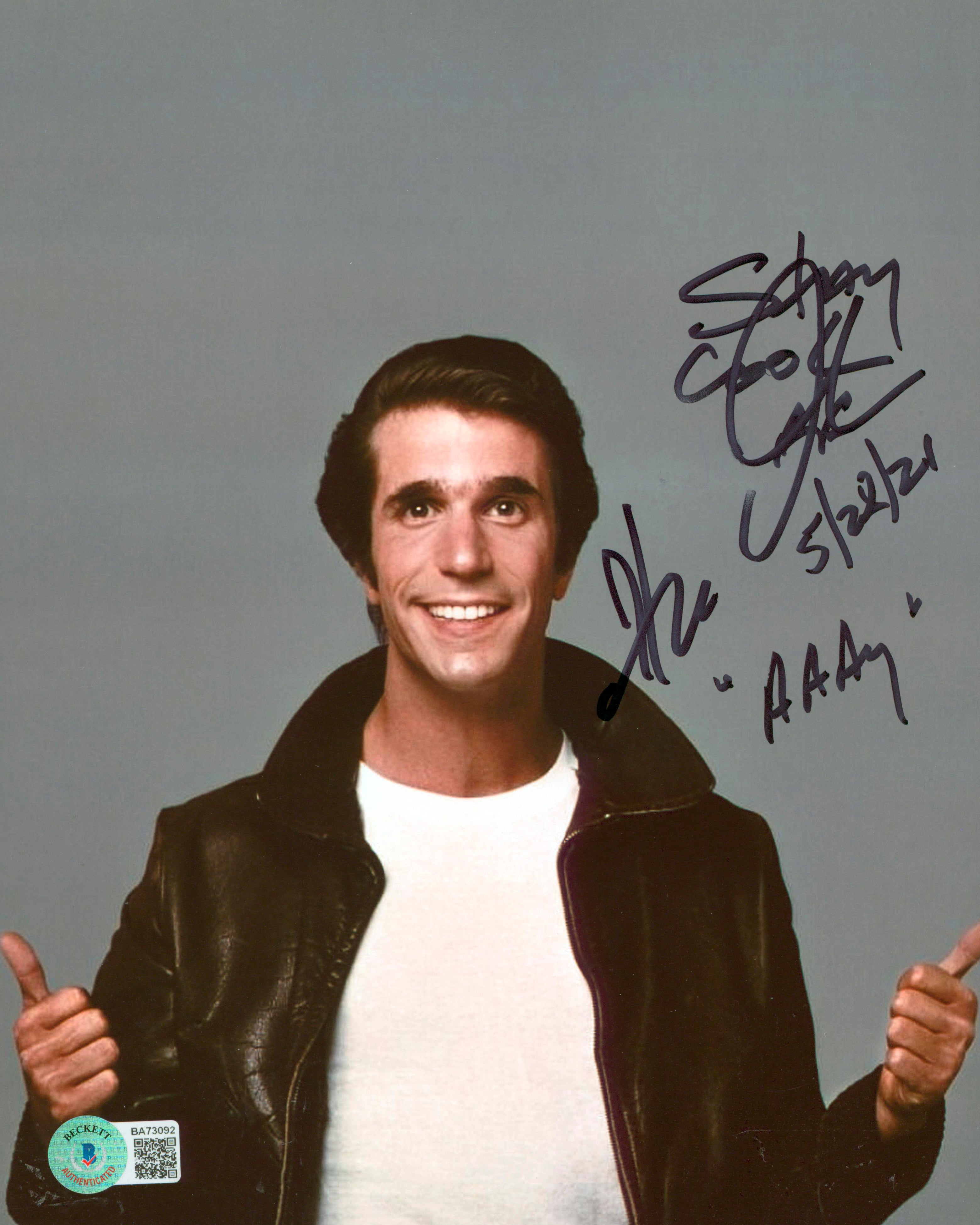Henry Winkler Happy Days "AAAY" Authentic Signed 8x10 Photo BAS #BA73092