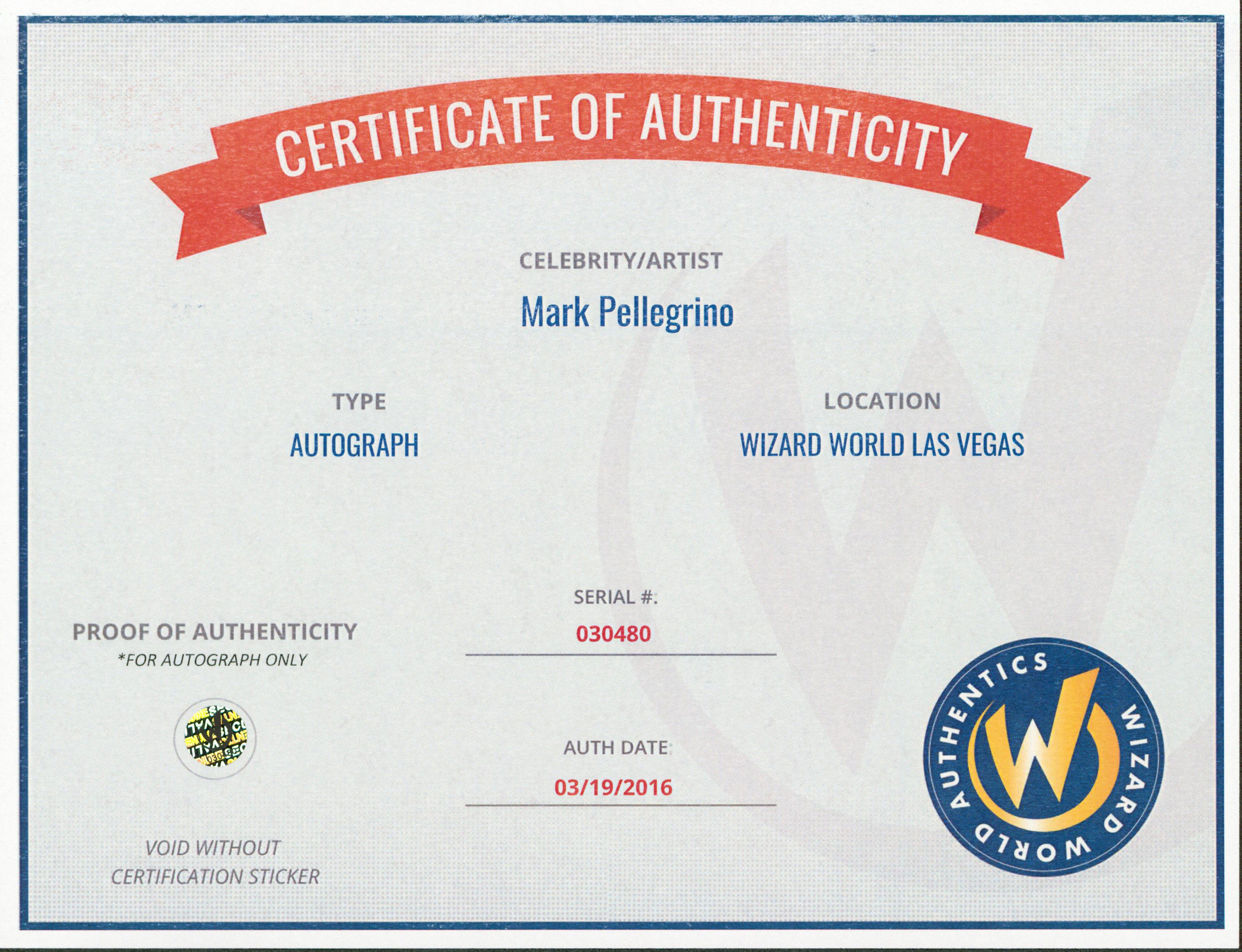 Mark Pellegrino LOST Authentic Signed 8x10 Photo Autographed Wizard World