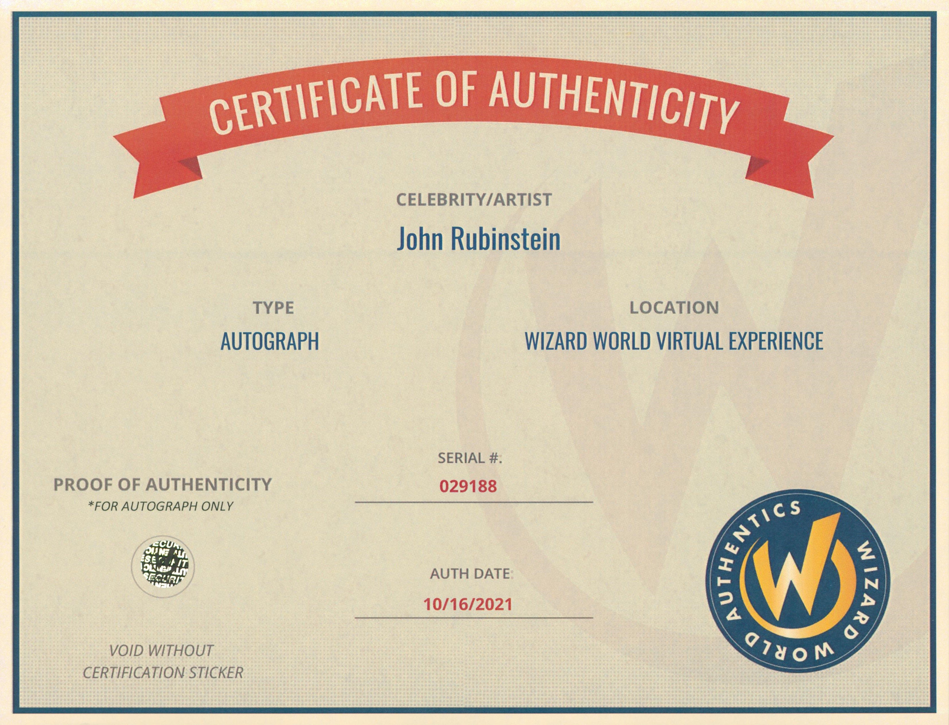 John Rubinstein Wizards of Waverly Place Signed 8x10 Photo Wizard World 2