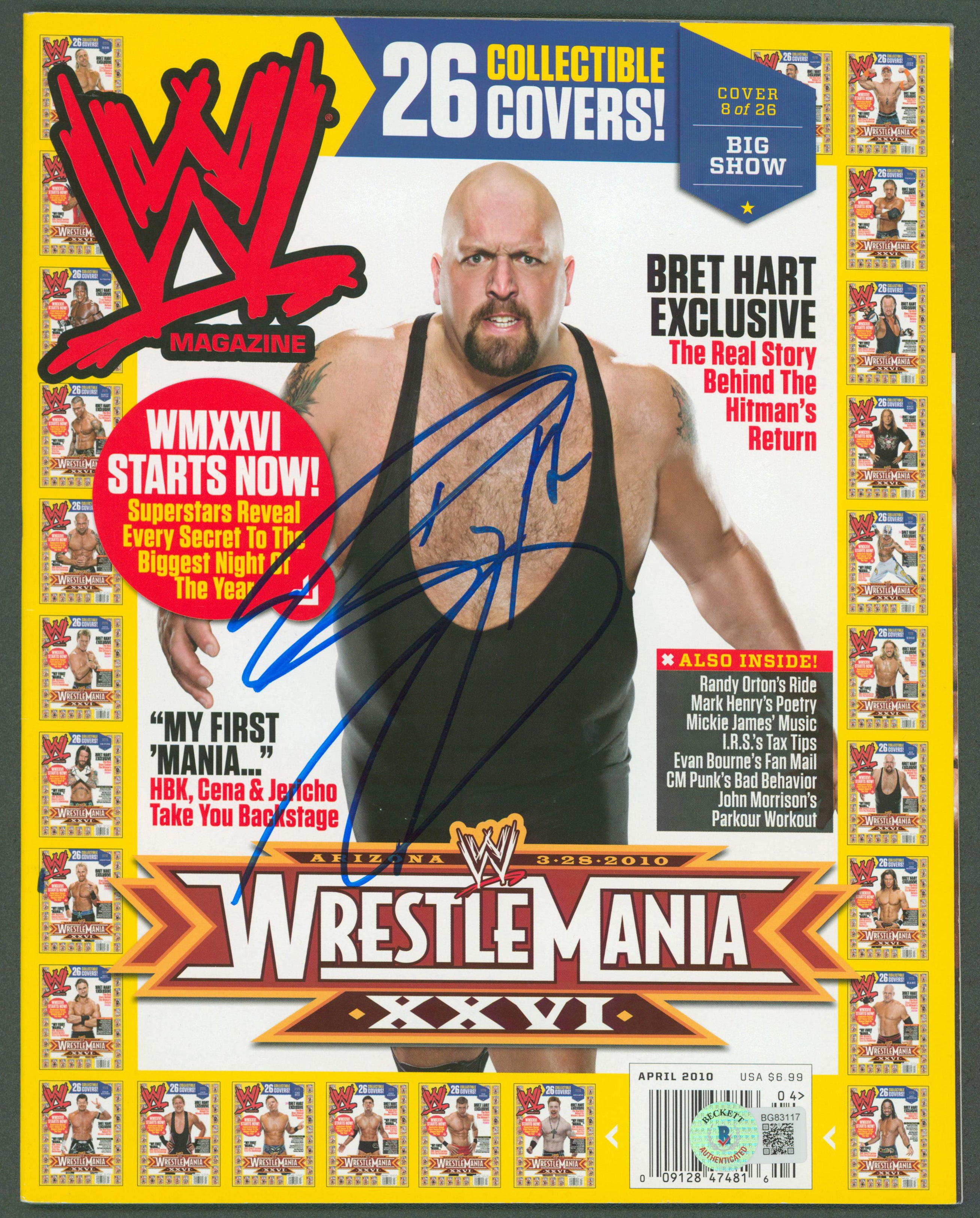 The Big Show Authentic Signed 2010 Wrestle Mania XXVI WWF Magazine BAS #BG83117