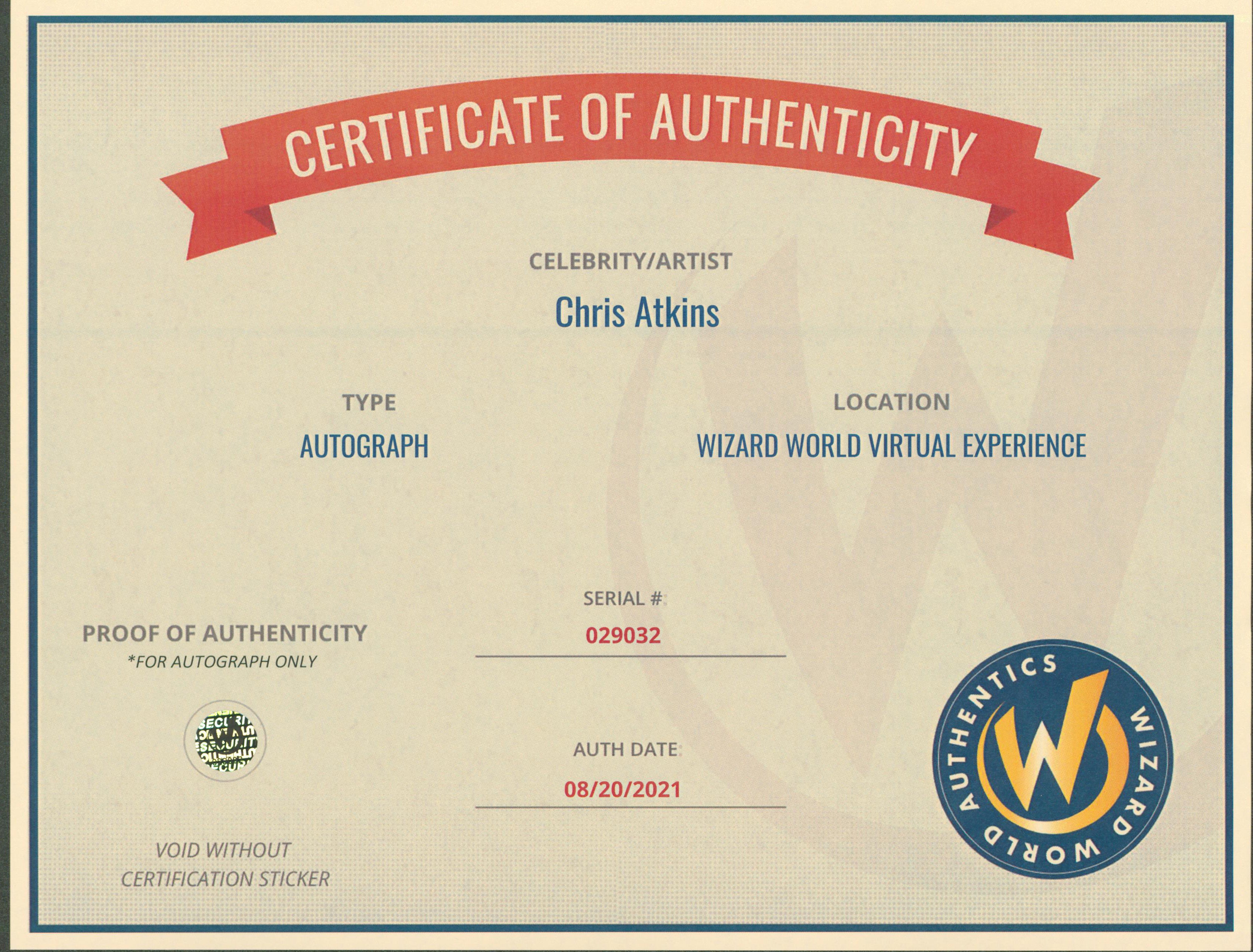 Chris Atkins Pirate Movie "All My Love" Signed 8x10 Photo Wizard World #029032