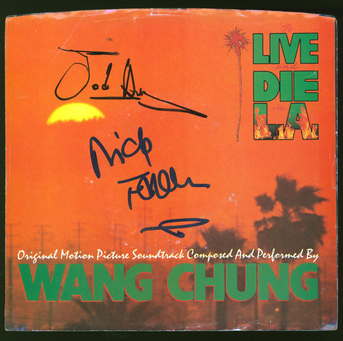 Jack Hues & Nick Feldman Wang Chung Signed 45 RPM Album Cover BAS #BH027671
