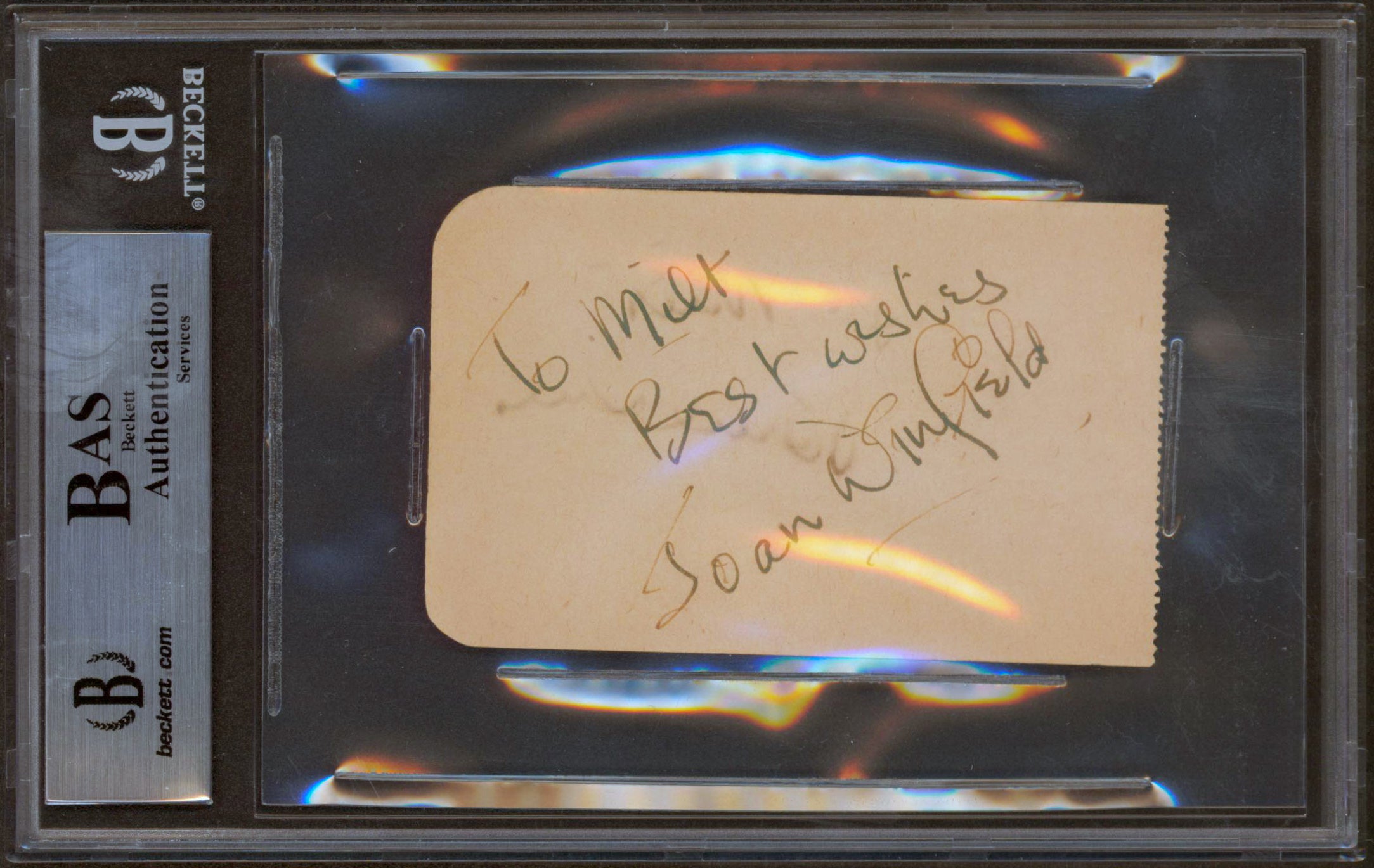 Burl Ives & Joan Winfield Authentic Signed 2.4x3.85 Album Page BAS Slabbed