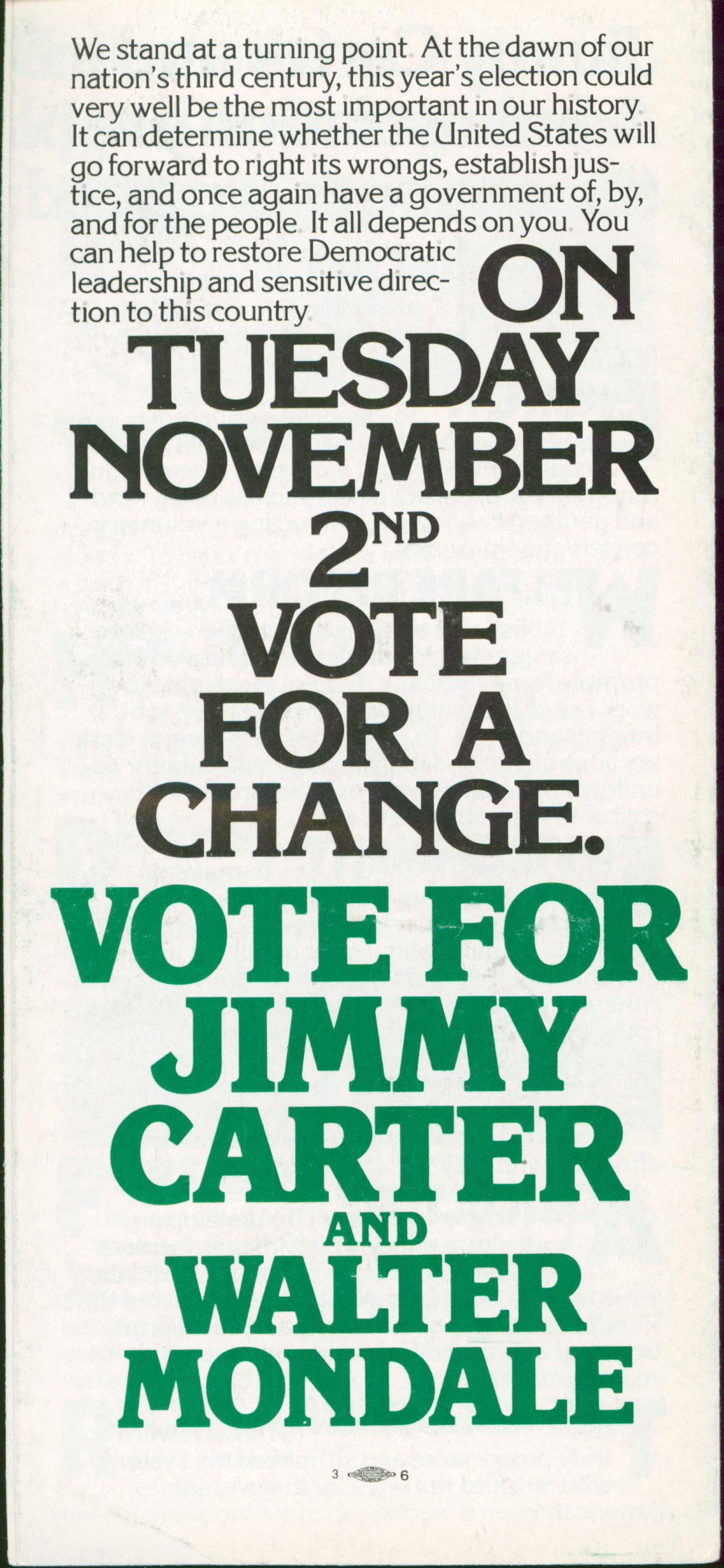 Jimmy Carter Authentic Signed 1976 Presidential Campaign Pamphlet BAS #BG83226