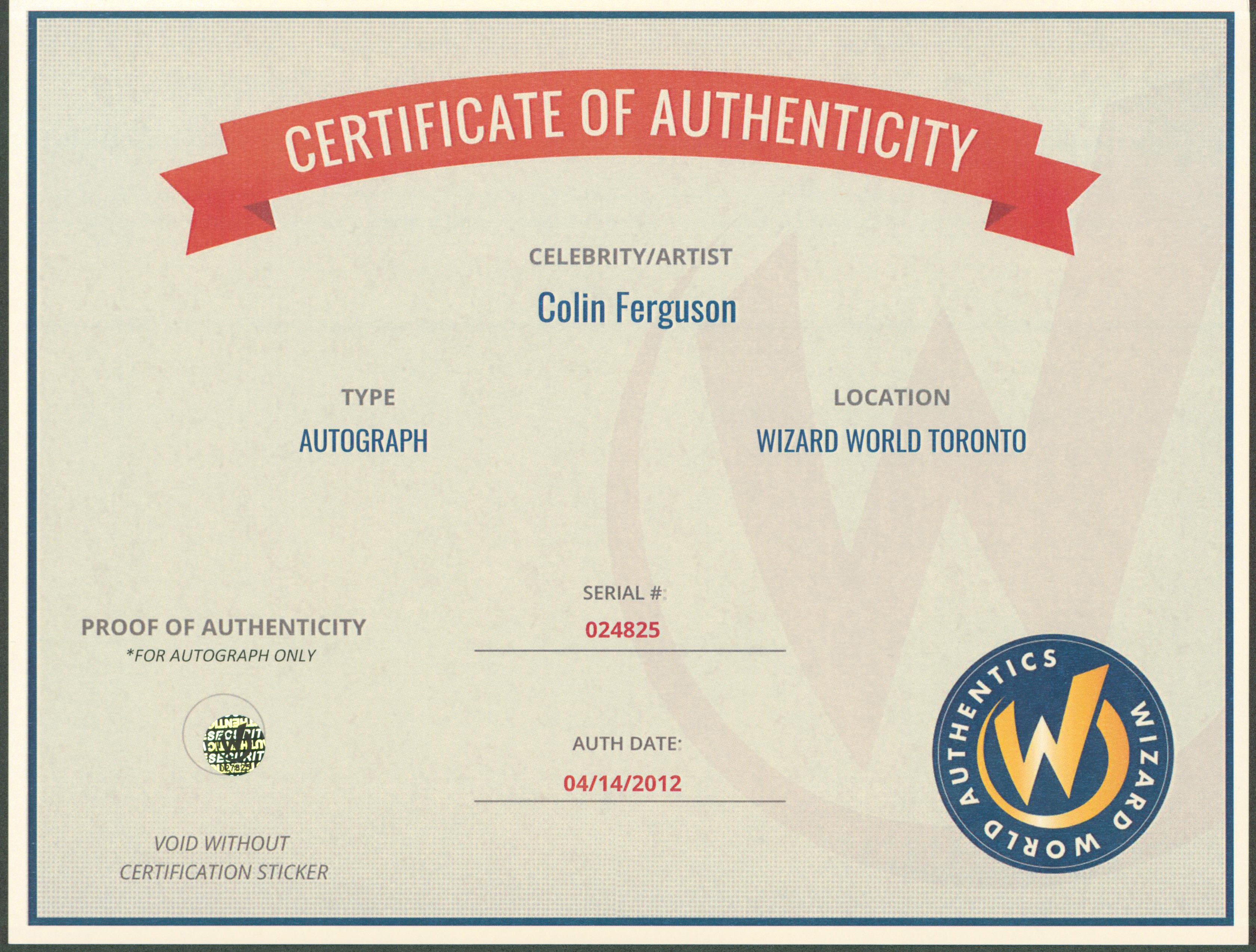 Colin Ferguson Eureka Authentic Signed 8x10 Photo Autographed Wizard World