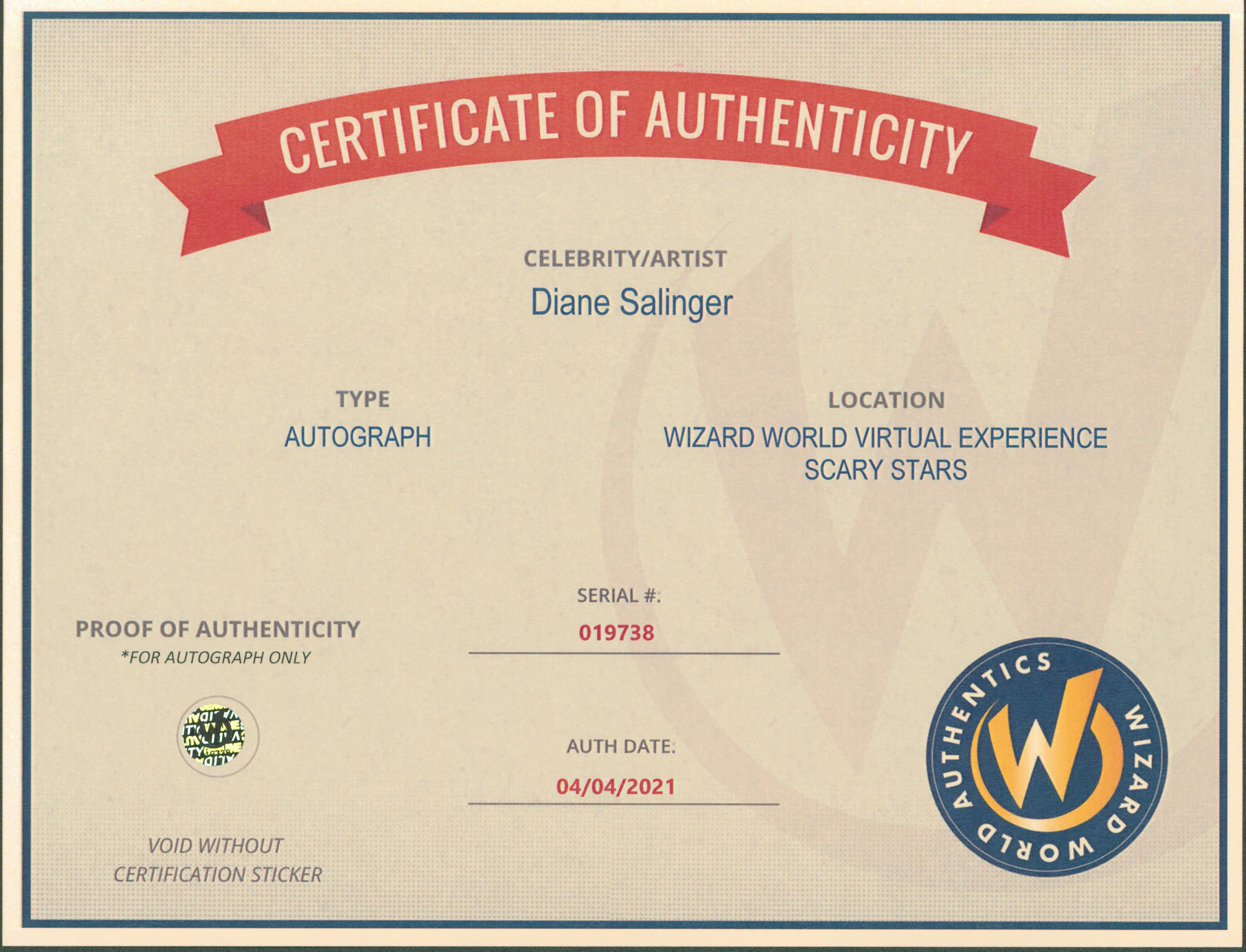 Diane Louise Salinger Pee-Wee's Big Adventure Signed 8x10 Photo Wizard World 2