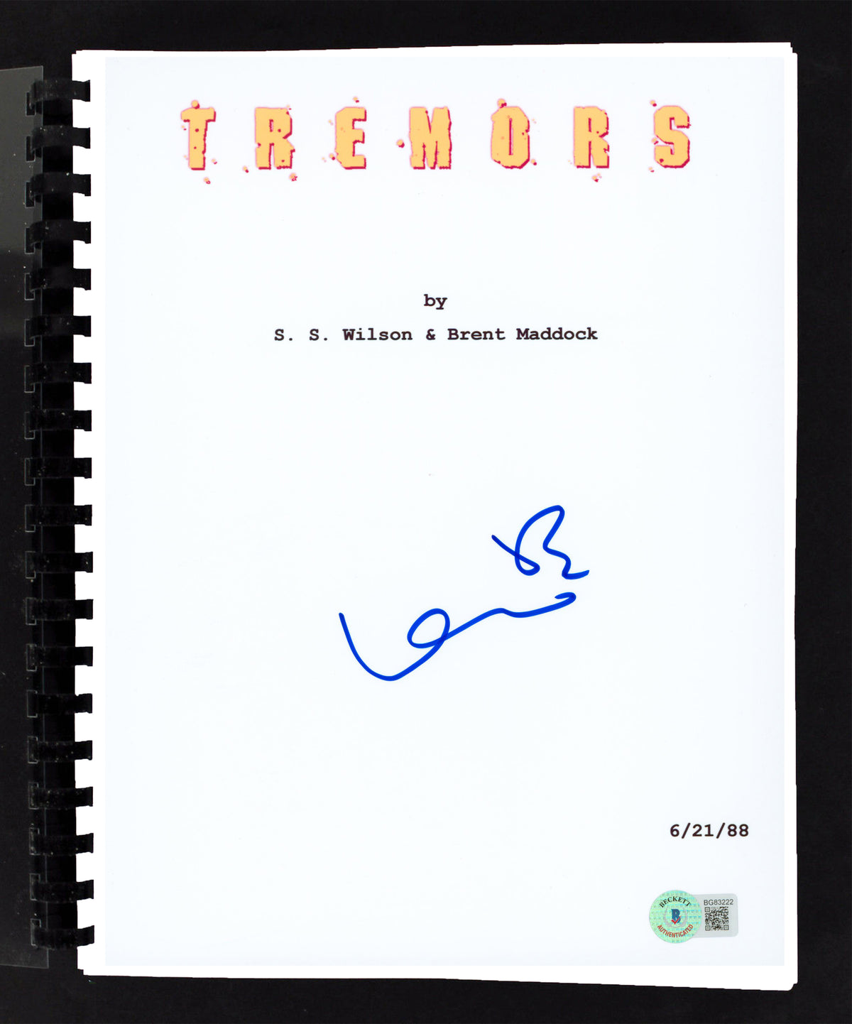 Kevin Bacon Tremors Authentic Signed Movie Script Autographed BAS #BG83222