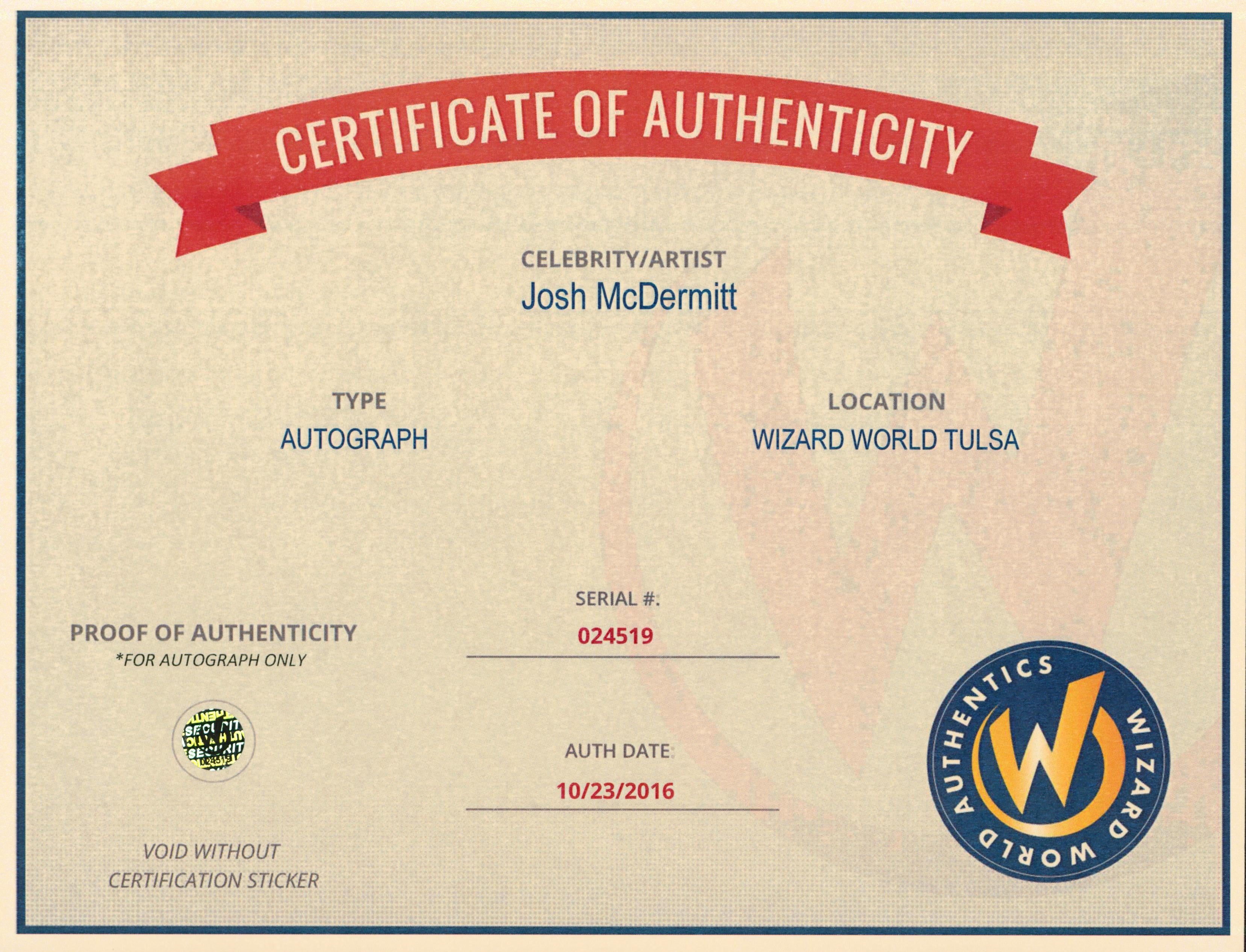 Josh McDermitt The Walking Dead Authentic Signed 8x10 Photo Wizard World 3