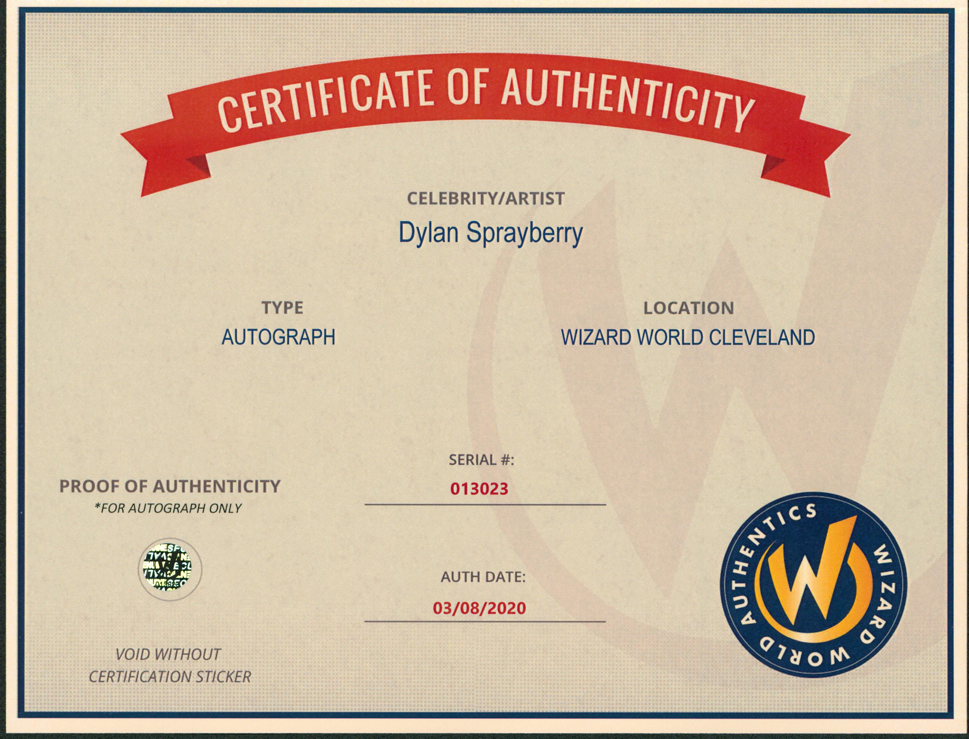 Dylan Sprayberry Teen Wolf Authentic Signed 8x10 Photo Wizard World 2