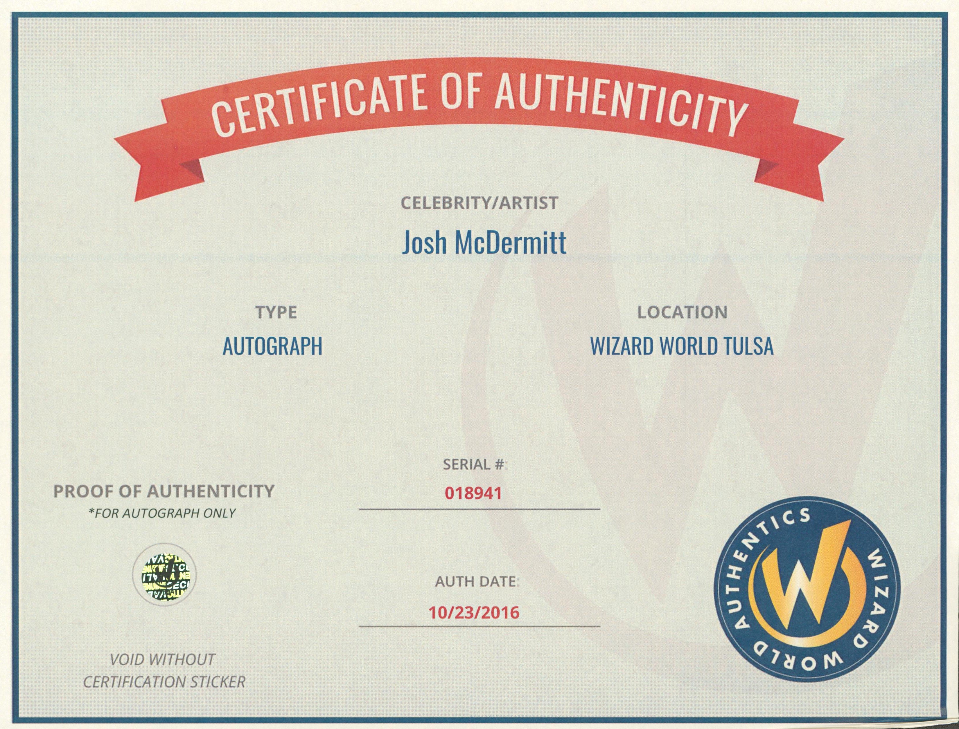 Josh McDermitt Walking Dead "Eugene" Authentic Signed 8x10 Photo Wizard World 2