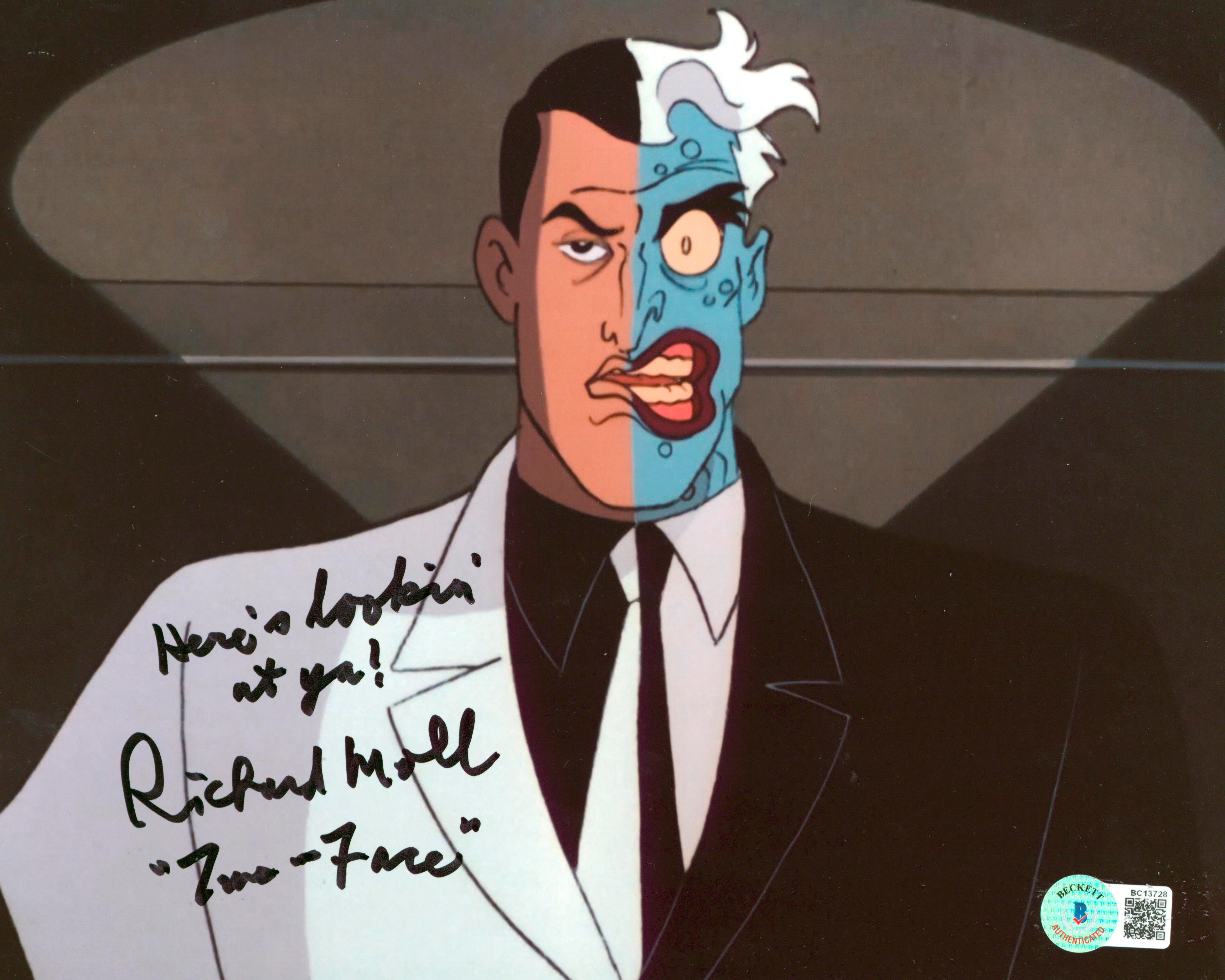 Richard Moll Batman Animated Series "Two Face" Signed 8x10 Photo BAS #BC13728