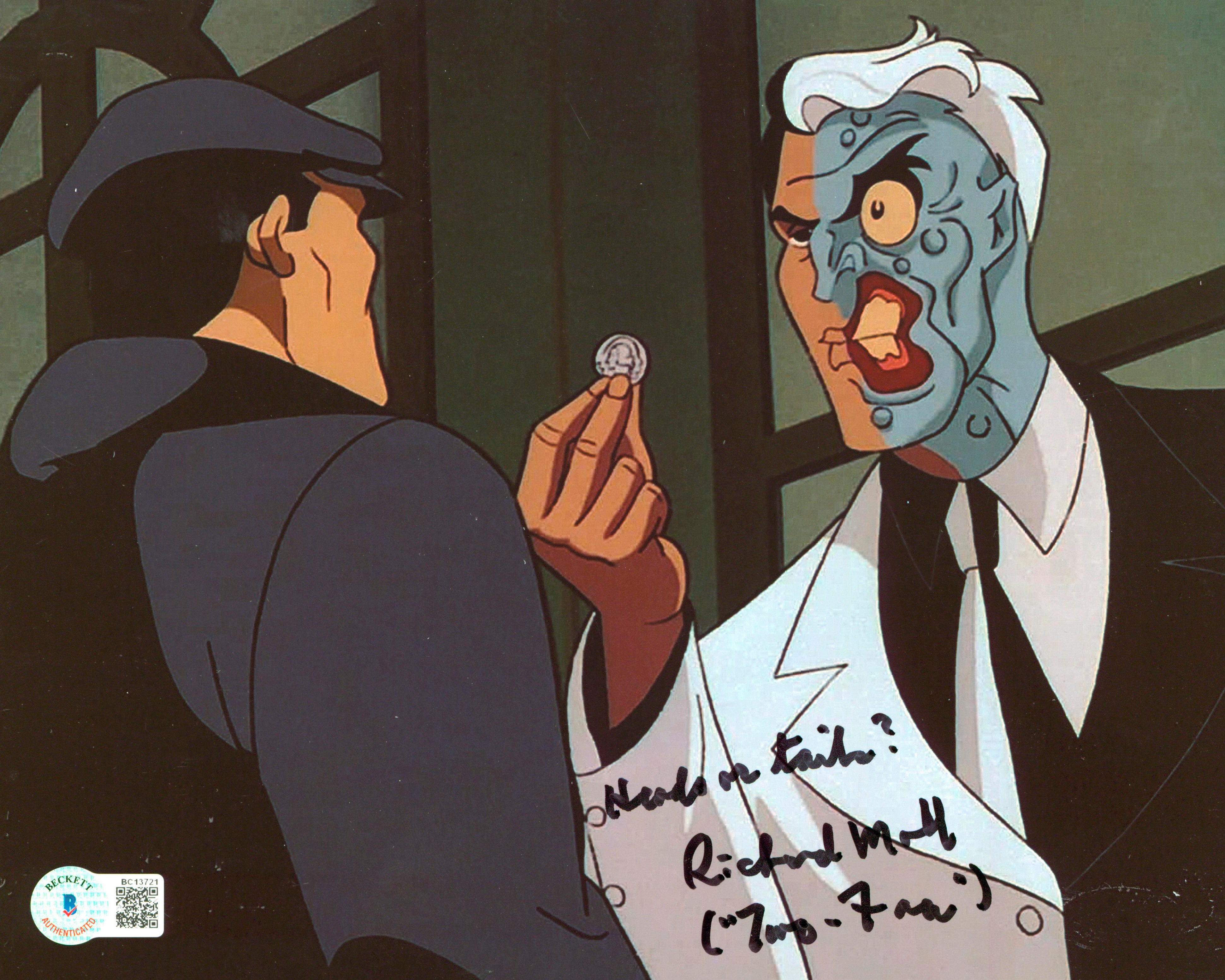 Richard Moll Batman Animated Series "Two Face" Signed 8x10 Photo BAS #BC13721