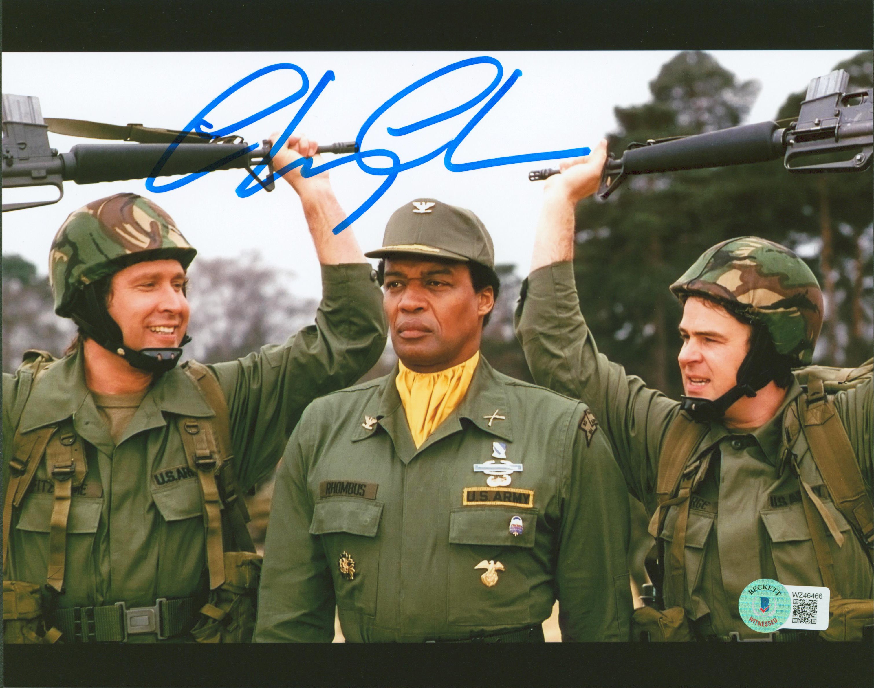 Chevy Chase Spies Like Us Signed 8x10 Horizontal Basic Training Photo BAS Wit