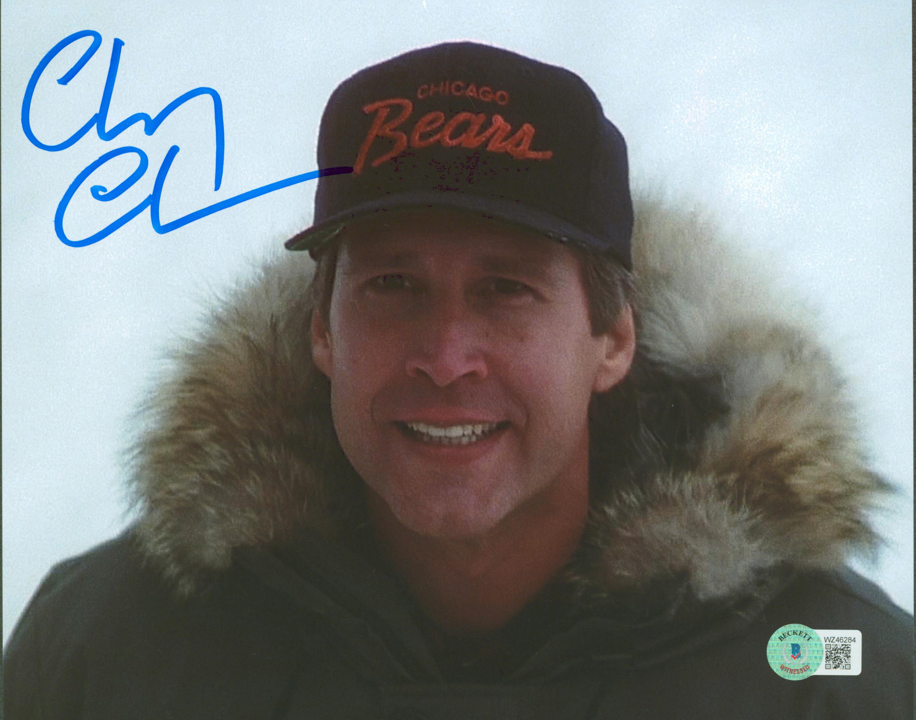 Chevy Chase Christmas Vacation Authentic Signed 8x10 Bears Hat Photo BAS Witness