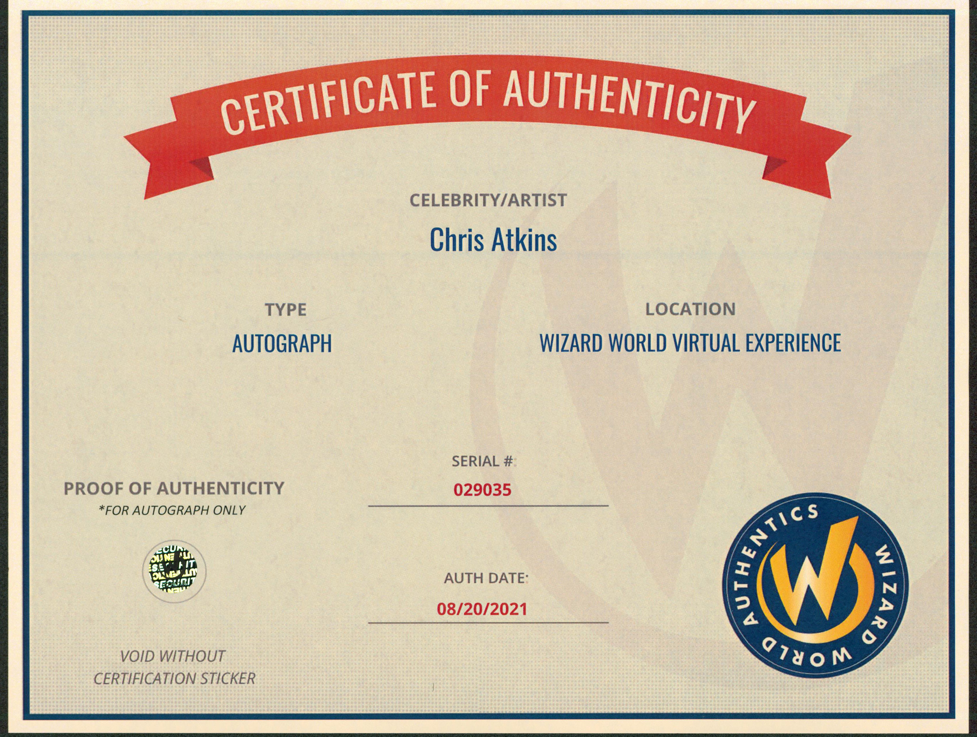 Chris Atkins The Blue Lagoon "Have Fun!" Signed 8x10 Photo Wizard World #029035