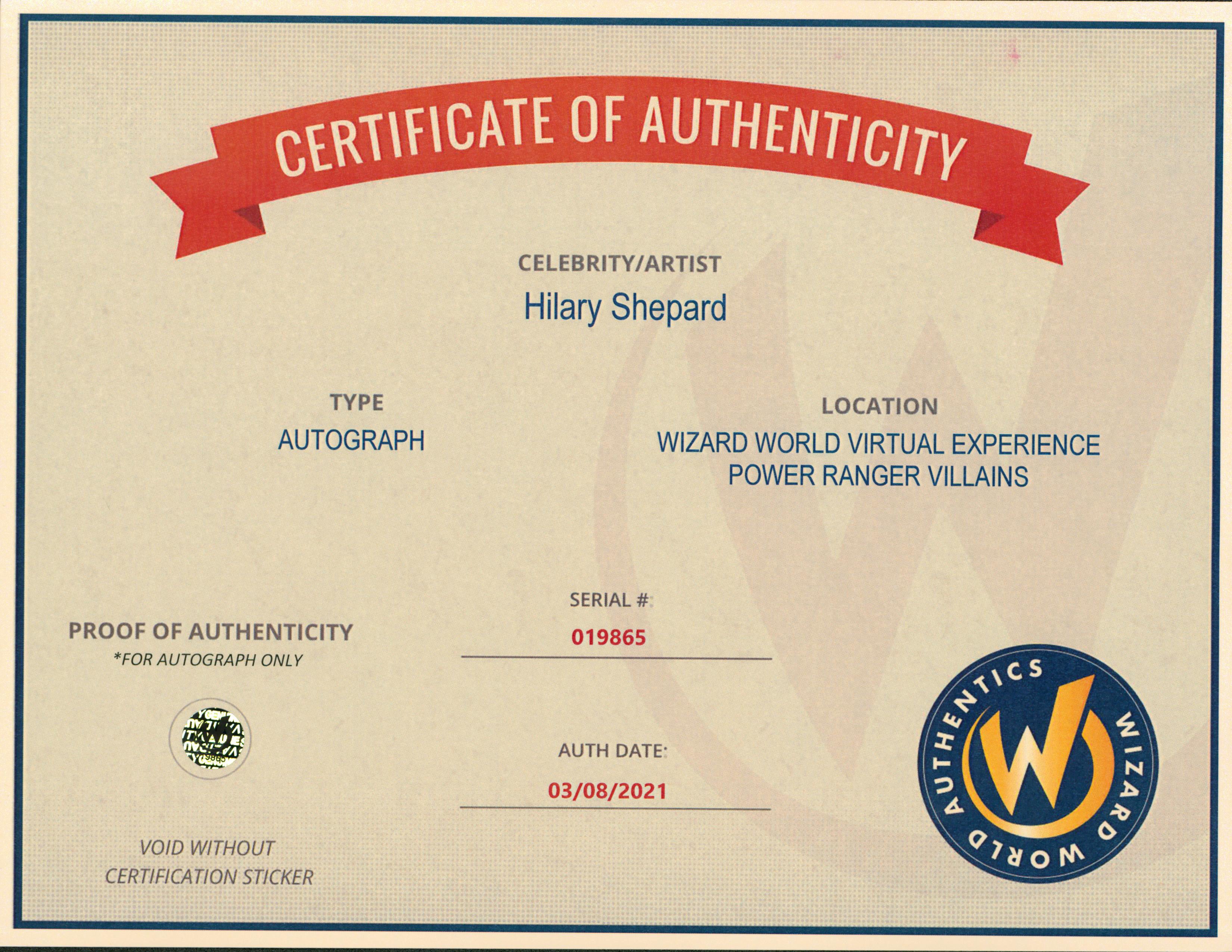 Hillary Shepard Power Rangers Authentic Signed 8x10 Photo Wizard World 1