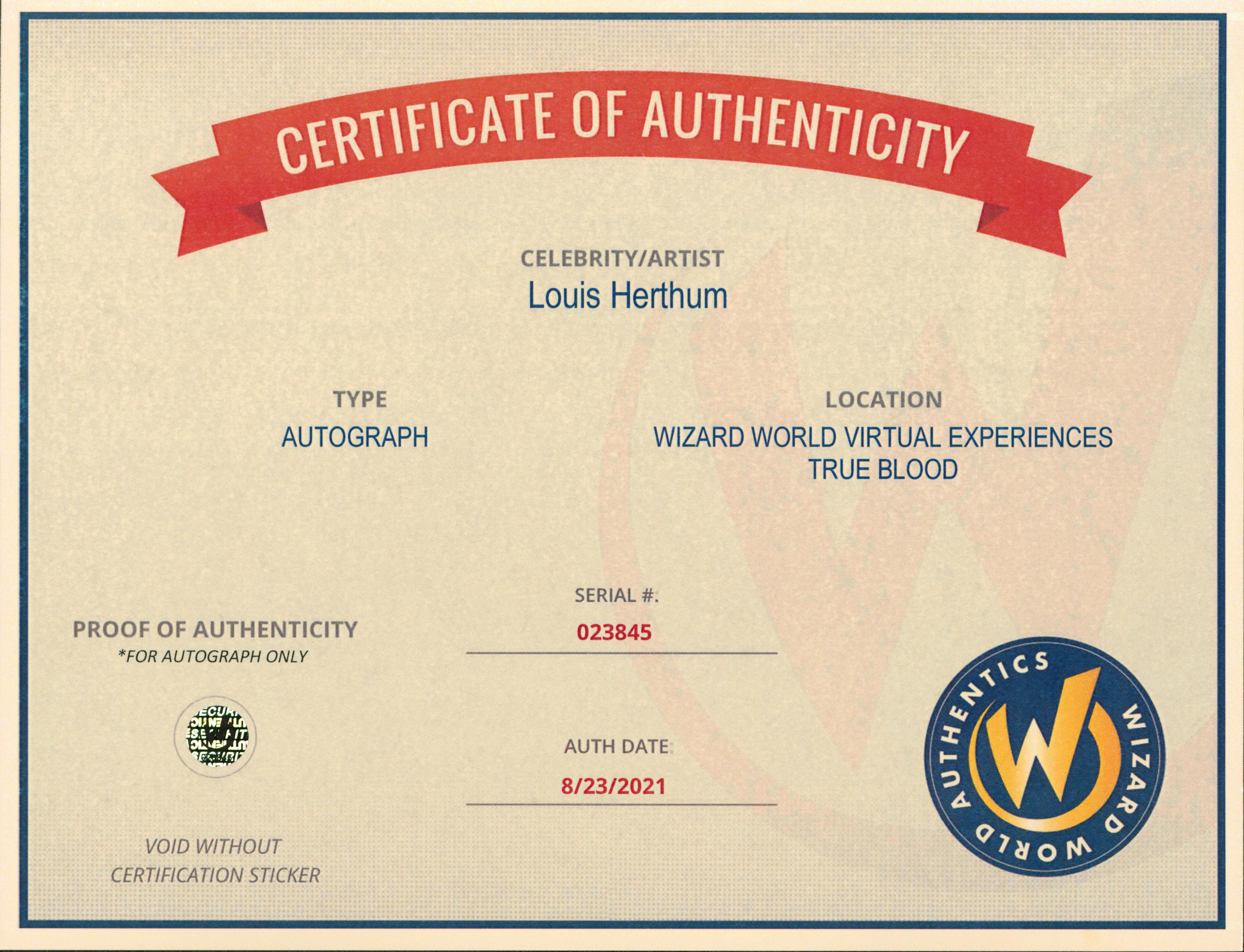 Louis Herthum True Blood Authentic Signed 8x10 Photo Autographed Wizard World 4