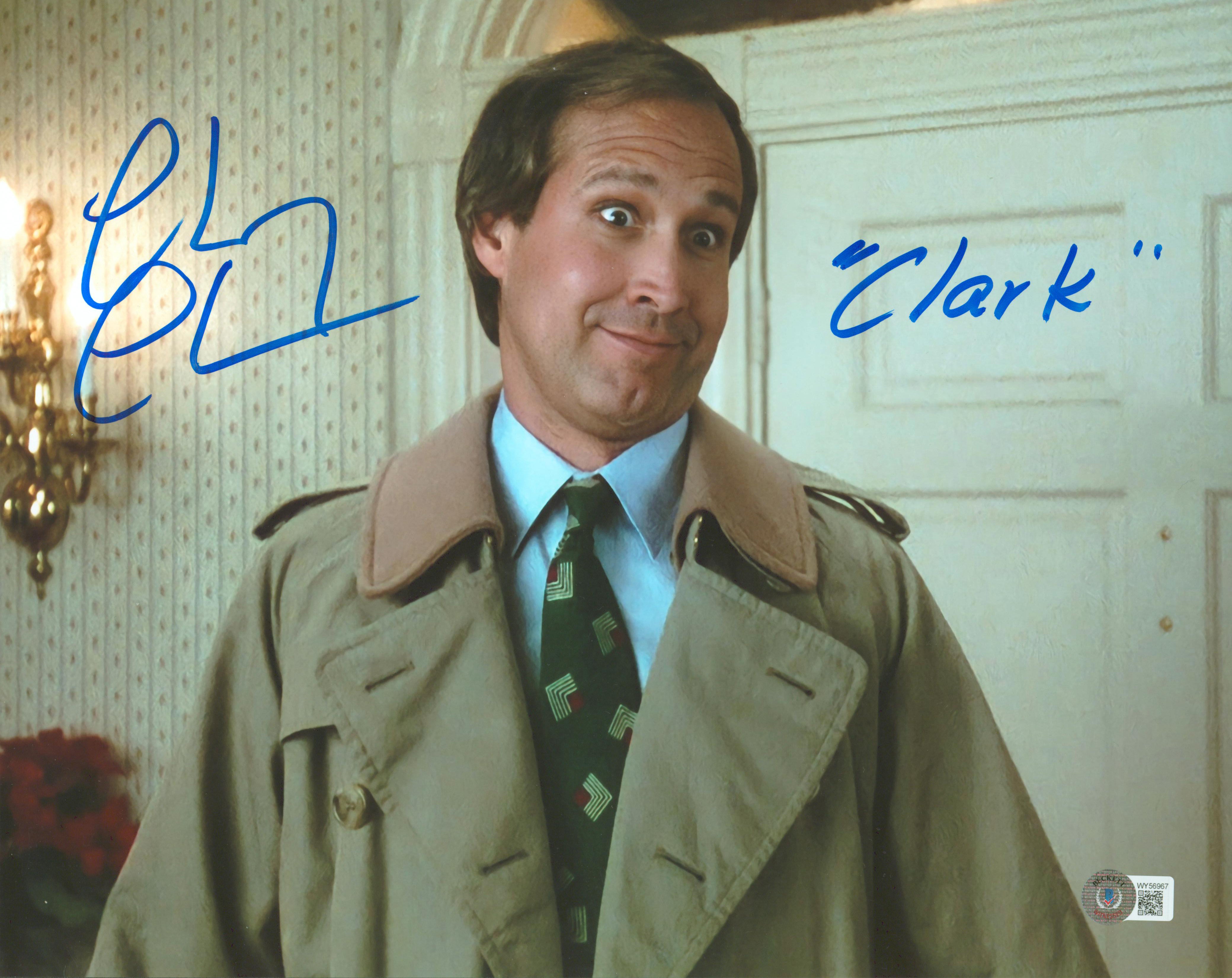 Chevy Chase Christmas Vacation "Clark" Signed 11x14 Photo BAS Witness #WY56967