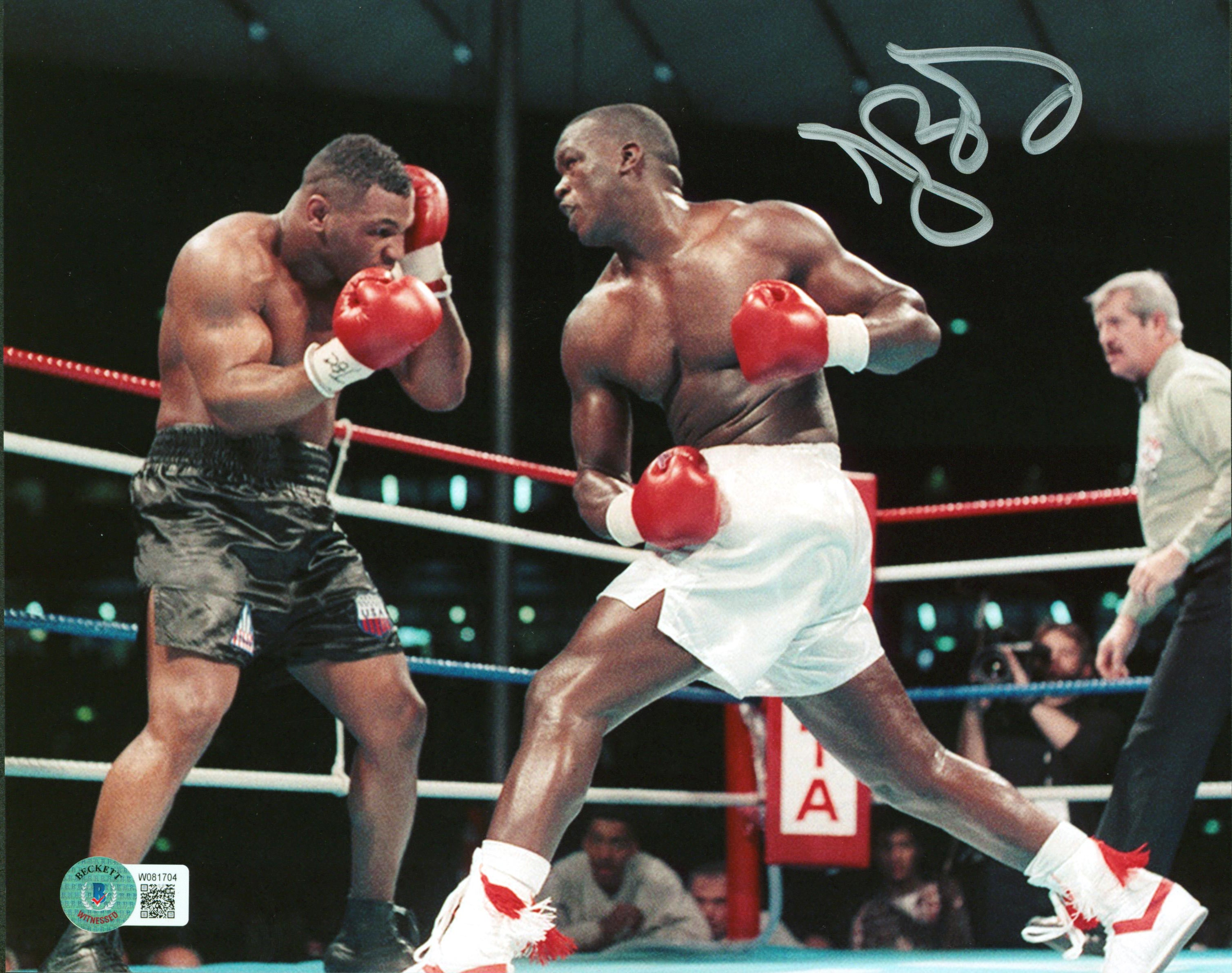 Buster Douglas Authentic Signed 8x10 Vs Mike Tyson Horizontal Photo BAS Witness