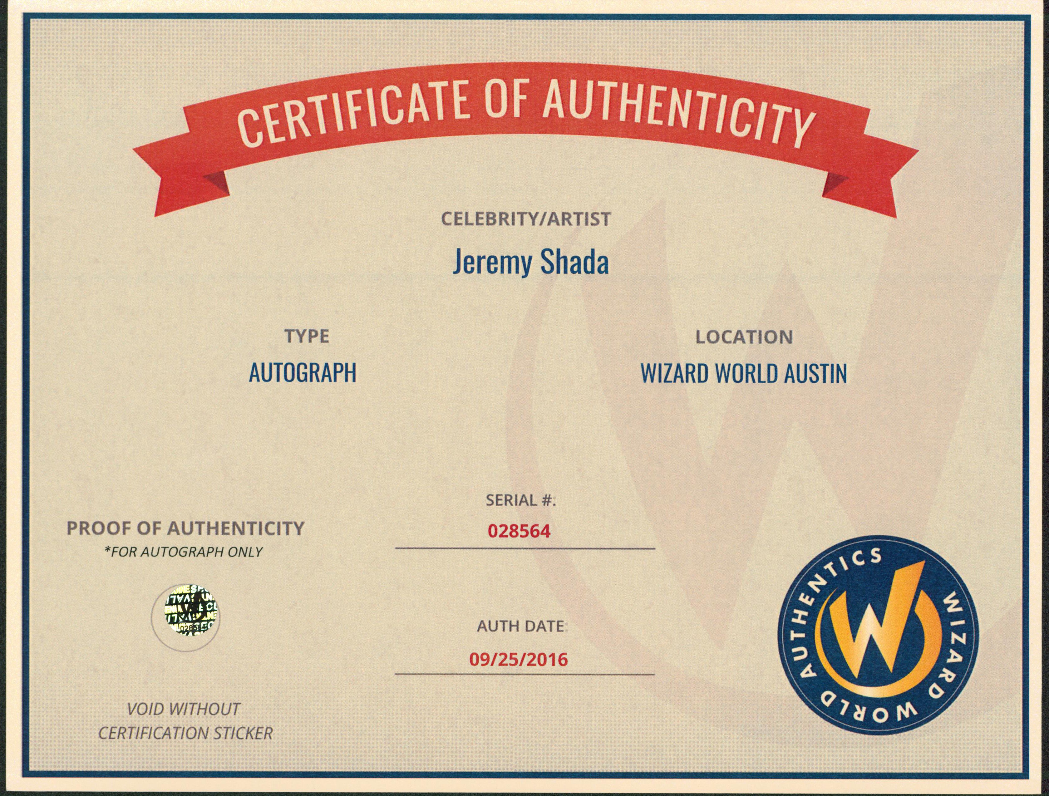 Jeremy Shada Adventure Time "Finn" Authentic Signed 8x10 Photo Wizard World 3