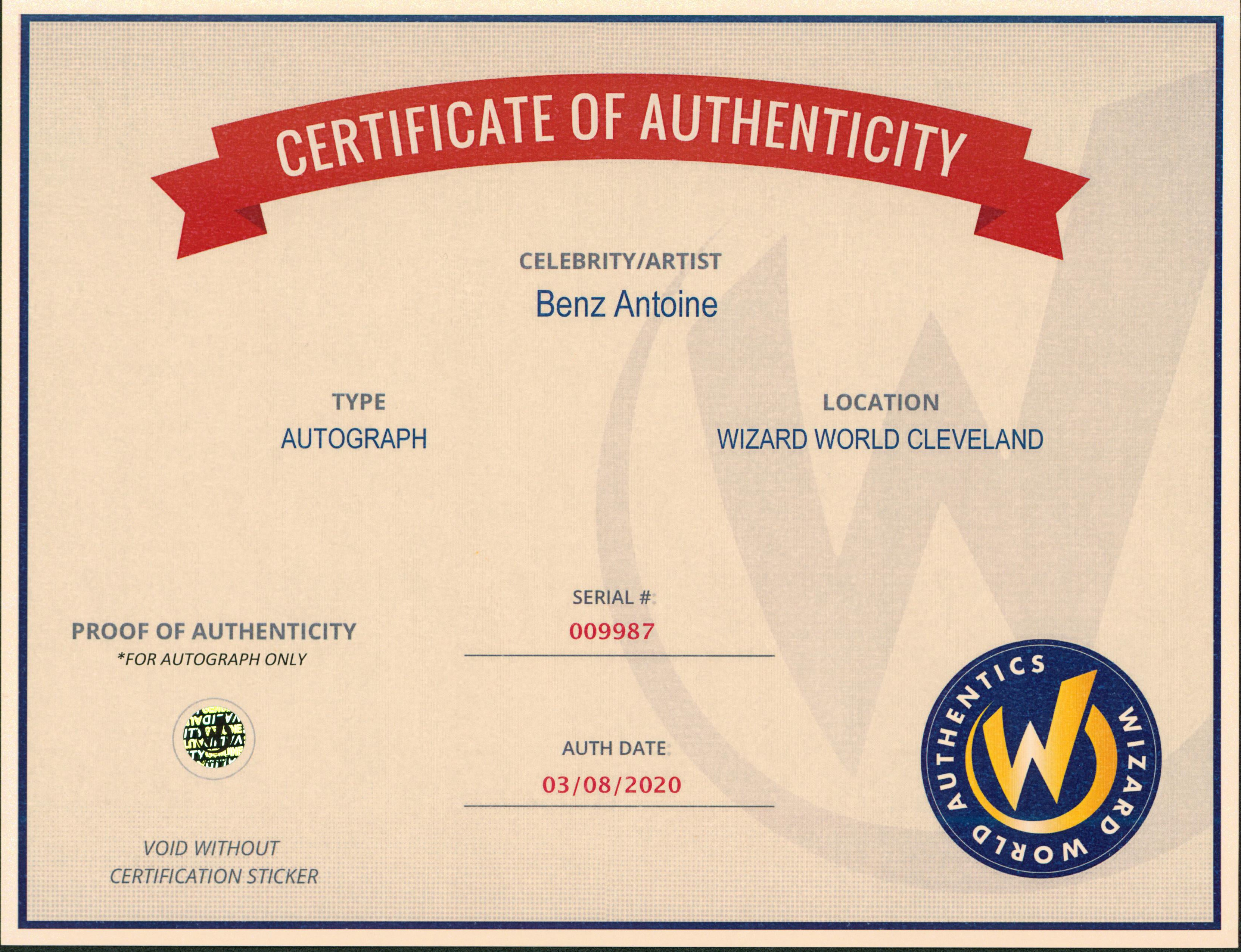 Benz Antoine Overwatch Authentic Signed 8x10 Photo Wizard World #009987