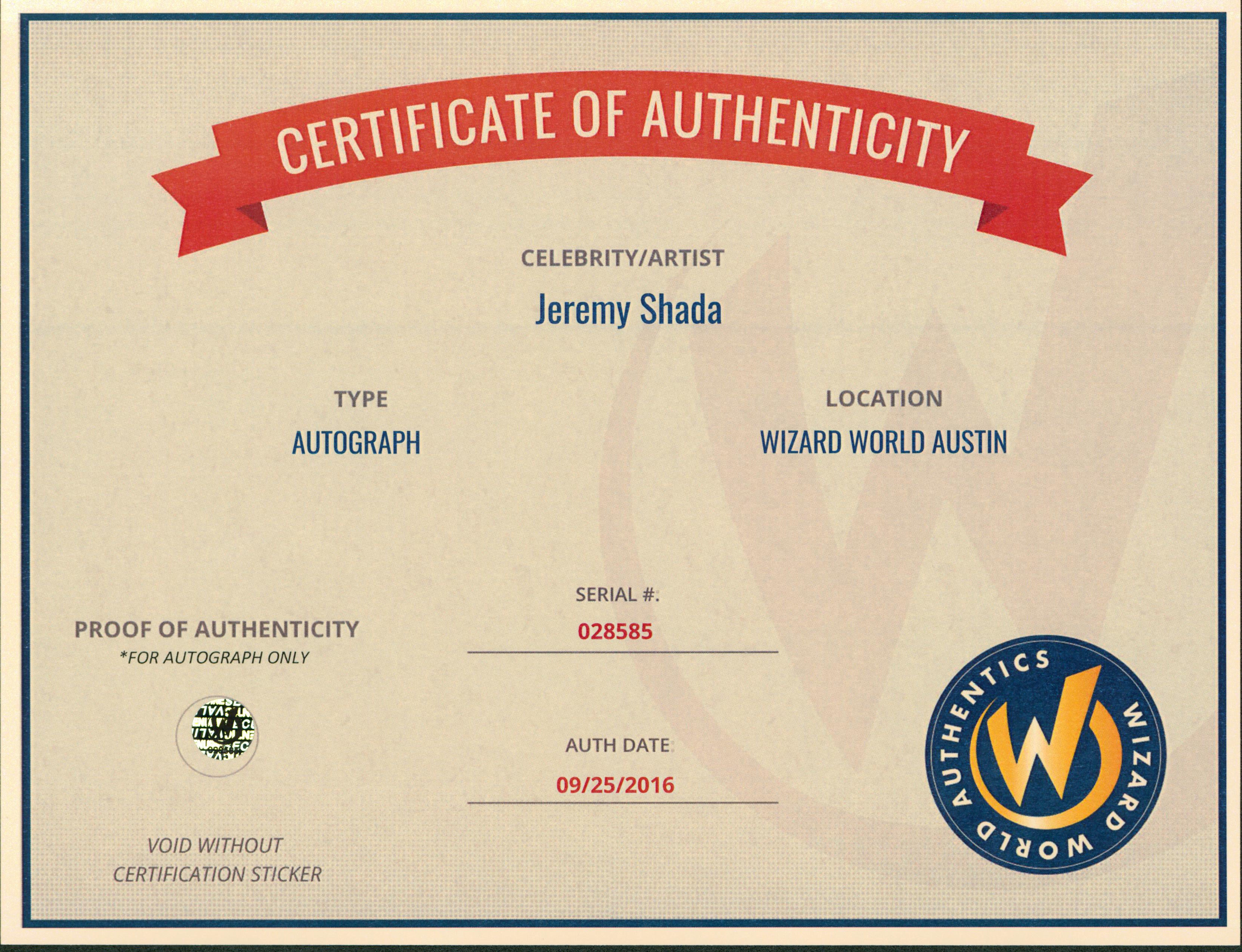 Jeremy Shada Adventure Time "Finn" Authentic Signed 8x10 Photo Wizard World 1