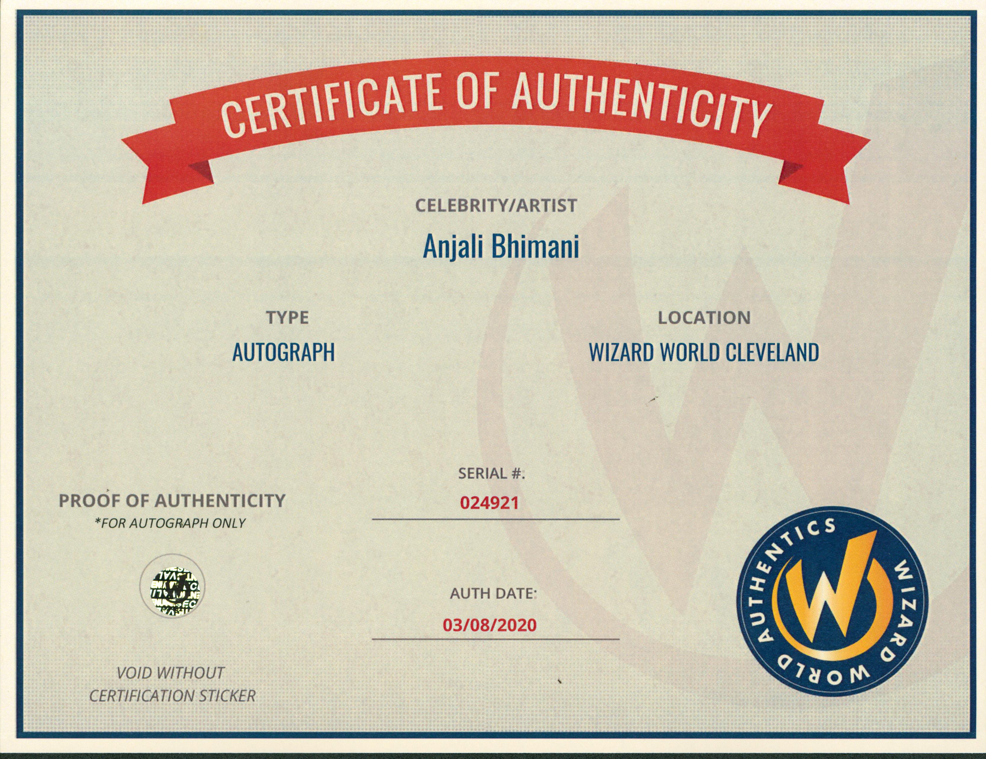 Anjali Bhimani Overwatch Authentic Signed 8x10 Photo Autographed Wizard World 3